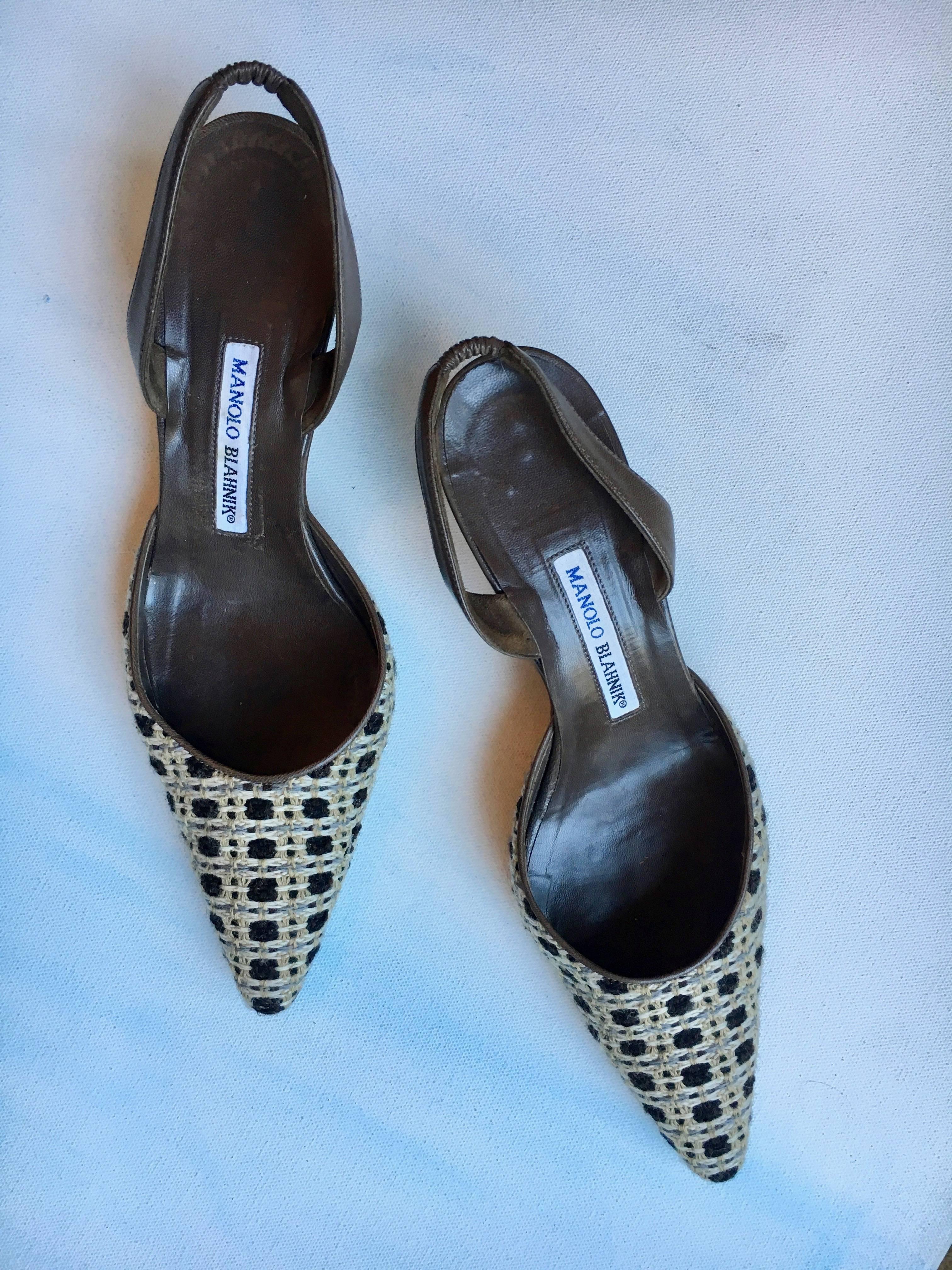 Women's or Men's Ladies Italian Manolo Blahnik Woven Tweed Shoes