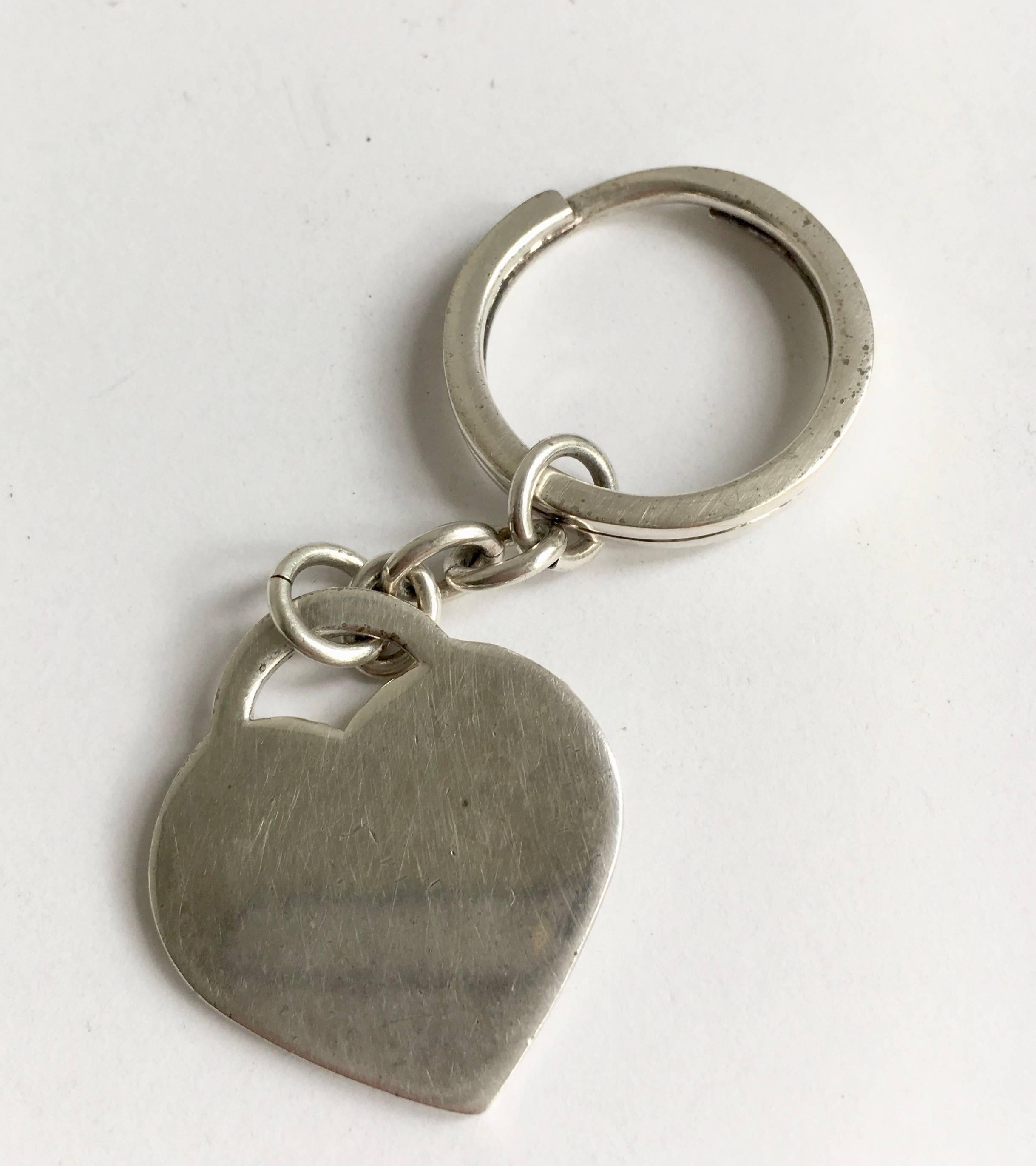Sterling Silver Heart Keychain  For Sale 1