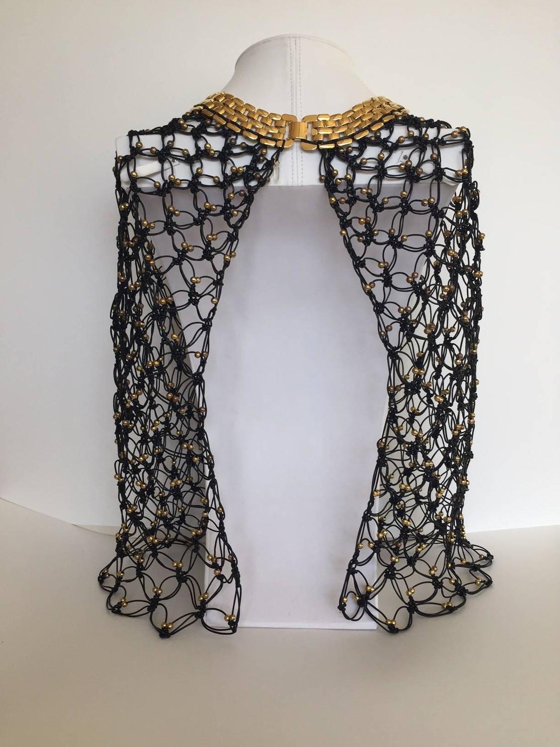 Black Gold and Rhinestone Collar Cape at 1stdibs