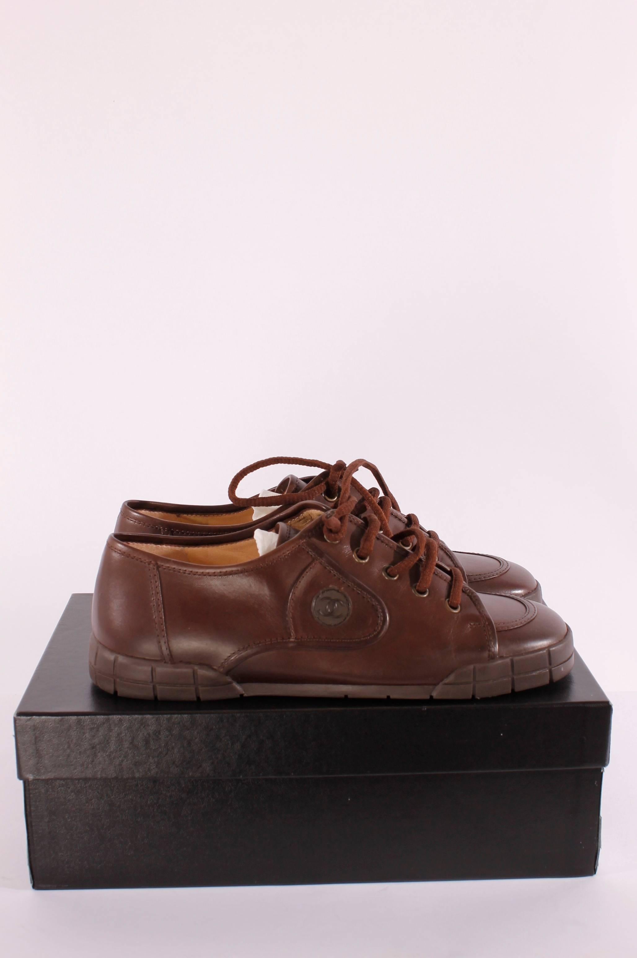 Brown Chanel leather shoes - brown