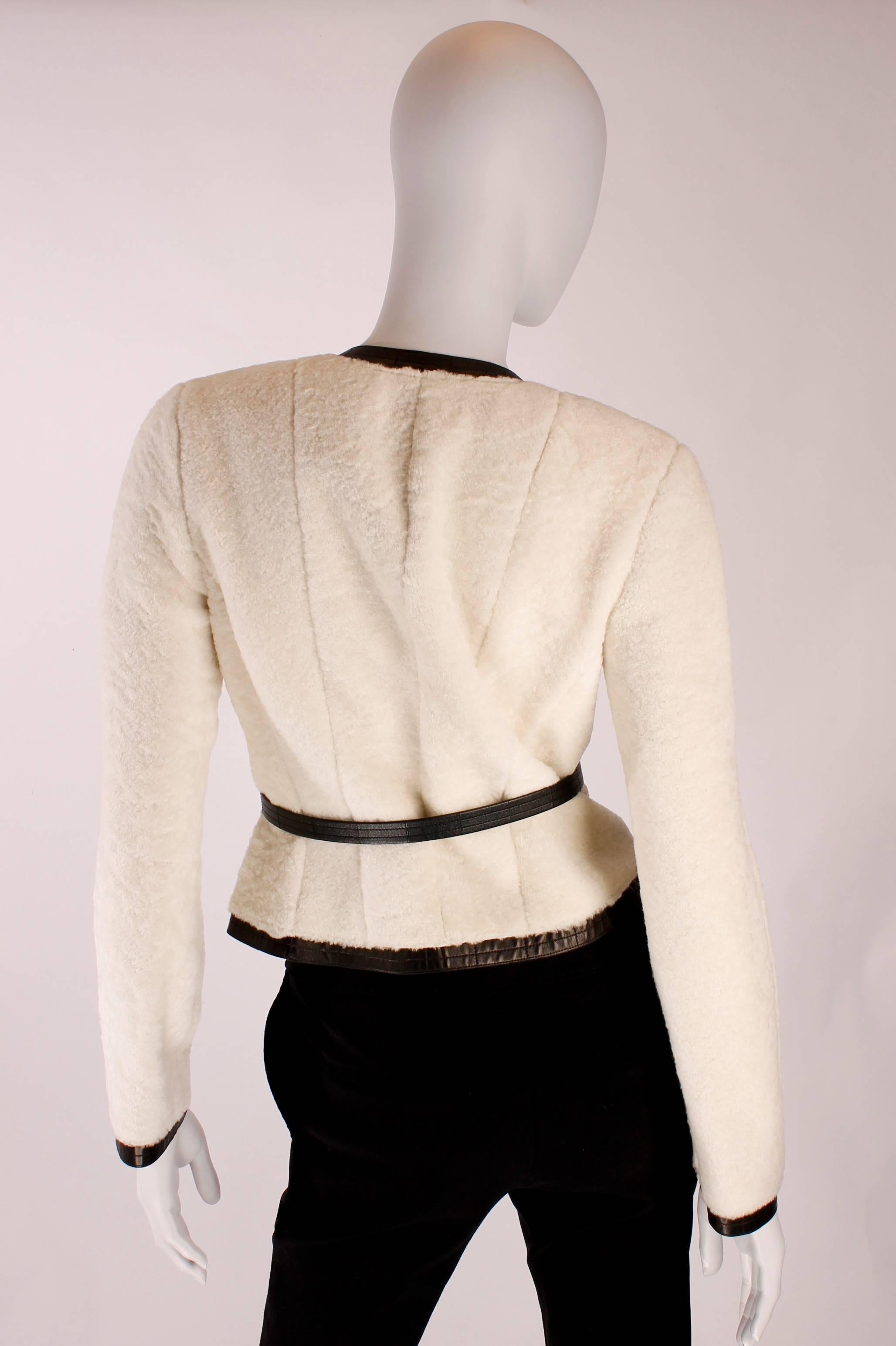 Chanel leather jacket - black & white Runway In New Condition In Baarn, NL