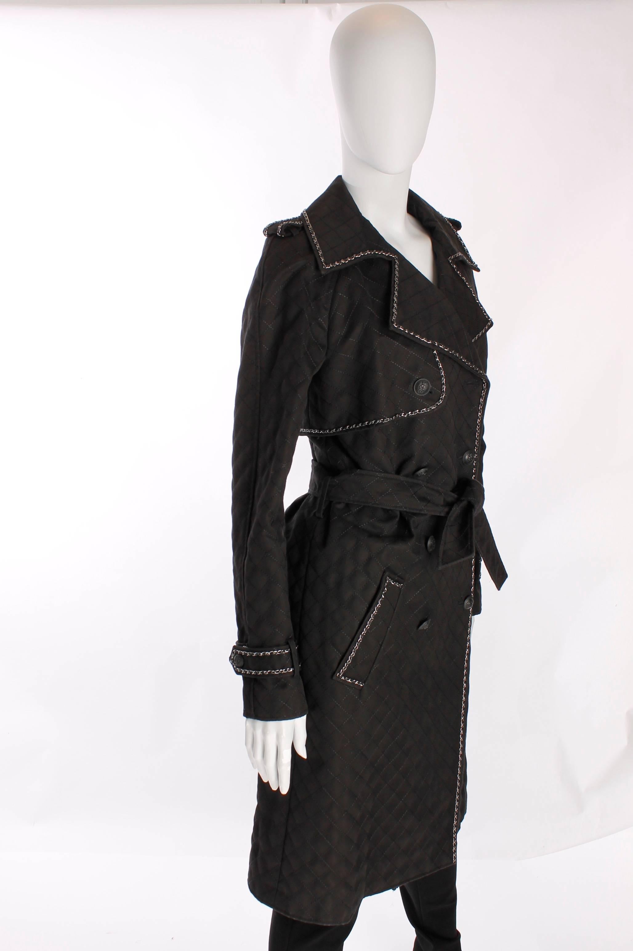 Black Chanel Trenchcoat - black/silver Runway For Sale