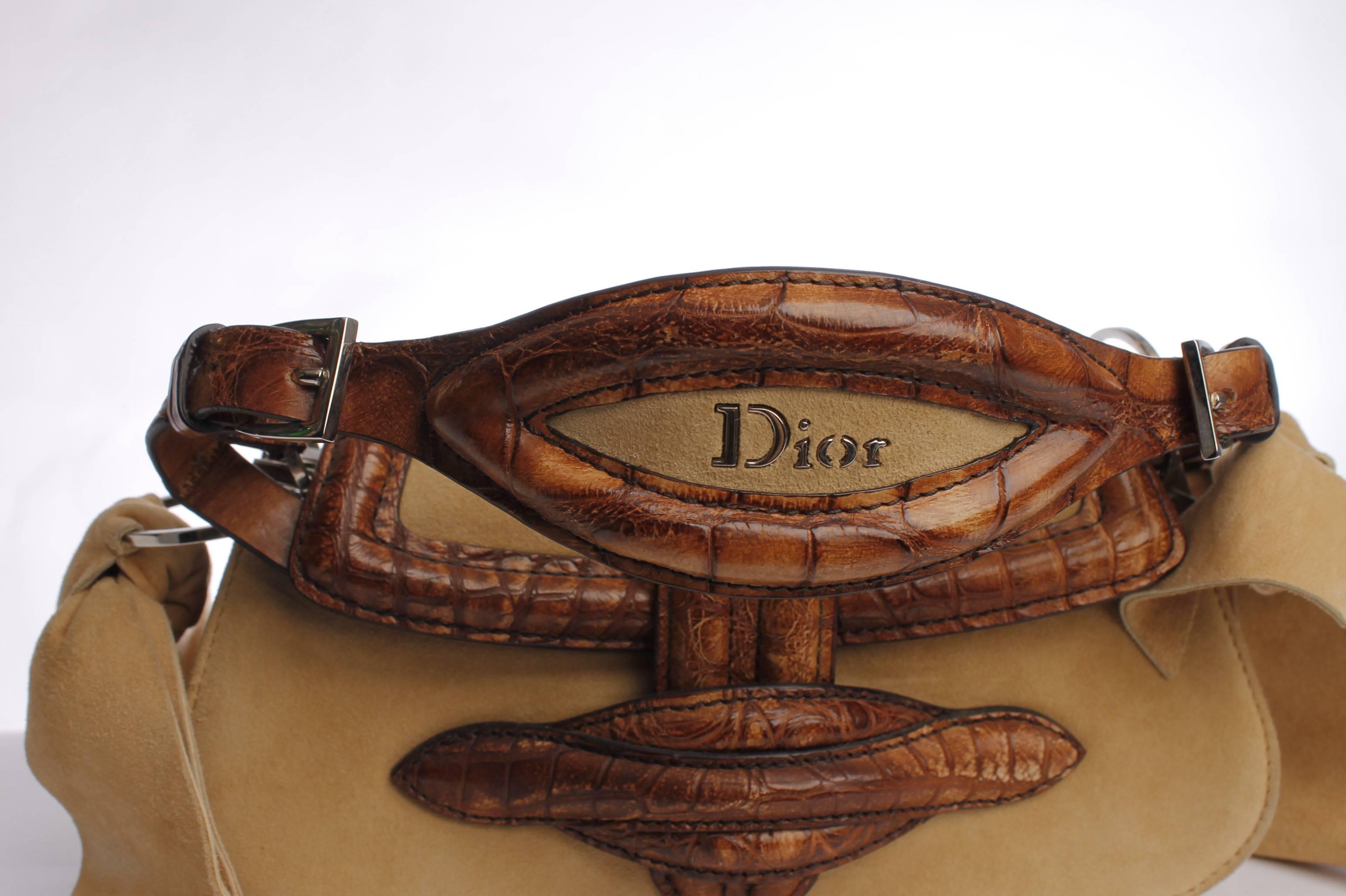 Brown Dior Limited Edition Clutch - Crocodile Leather / Natural Suede For Sale