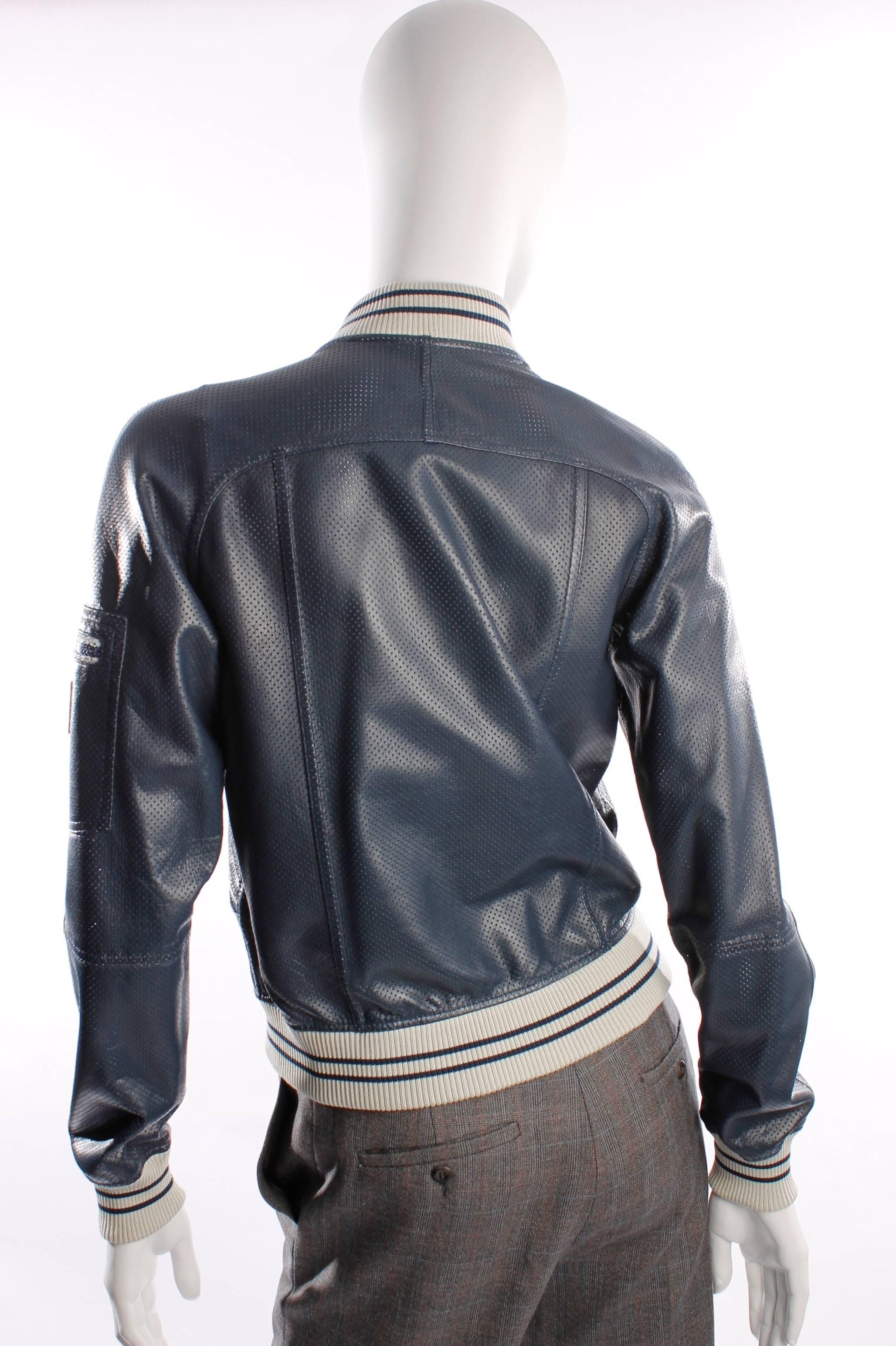 Chanel Jacket Leather - blue/silver In New Condition In Baarn, NL