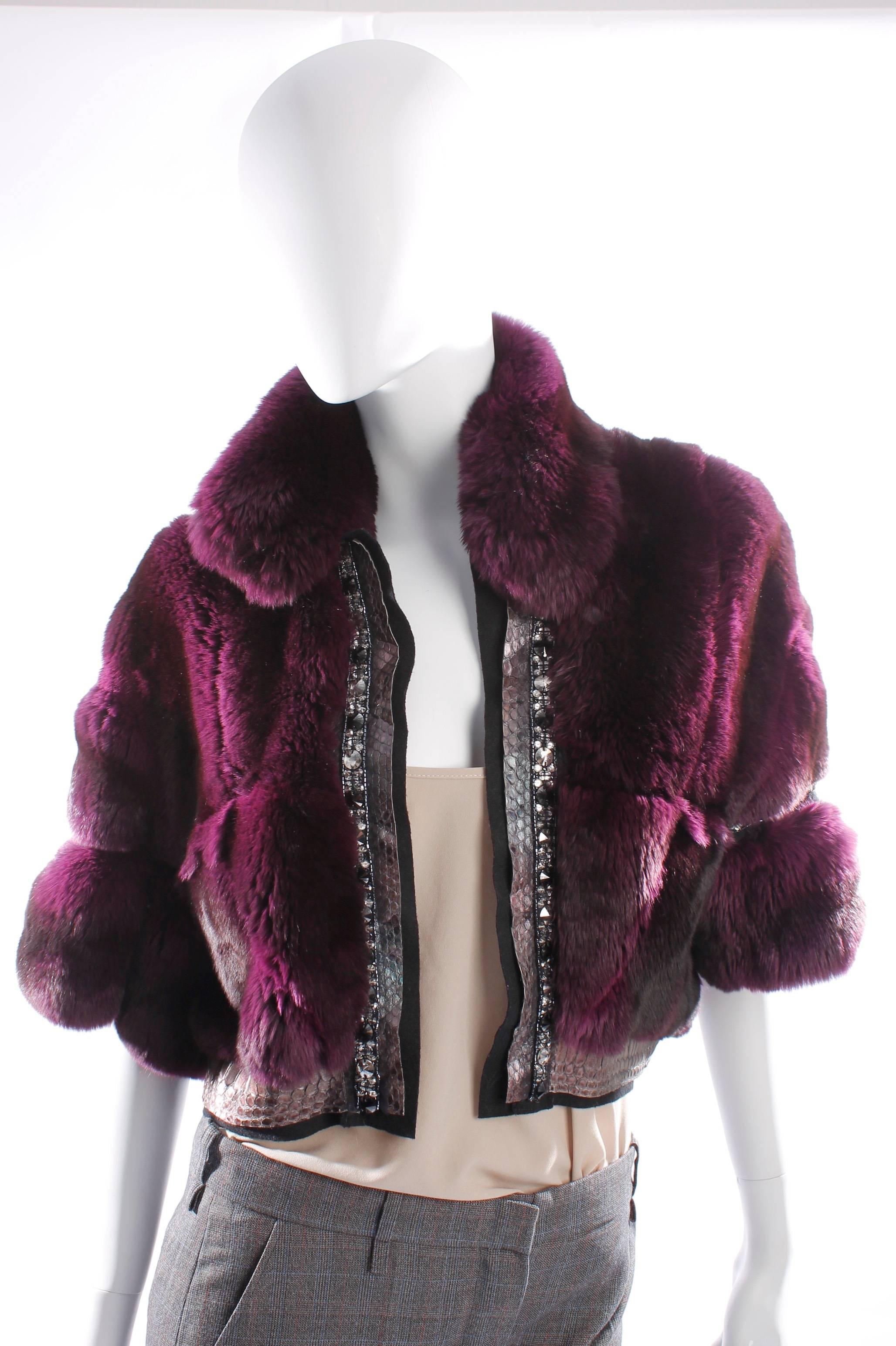 Roberto Cavalli Chinchilla & Python Fur Coat - purple 40th anniversary  In Excellent Condition For Sale In Baarn, NL