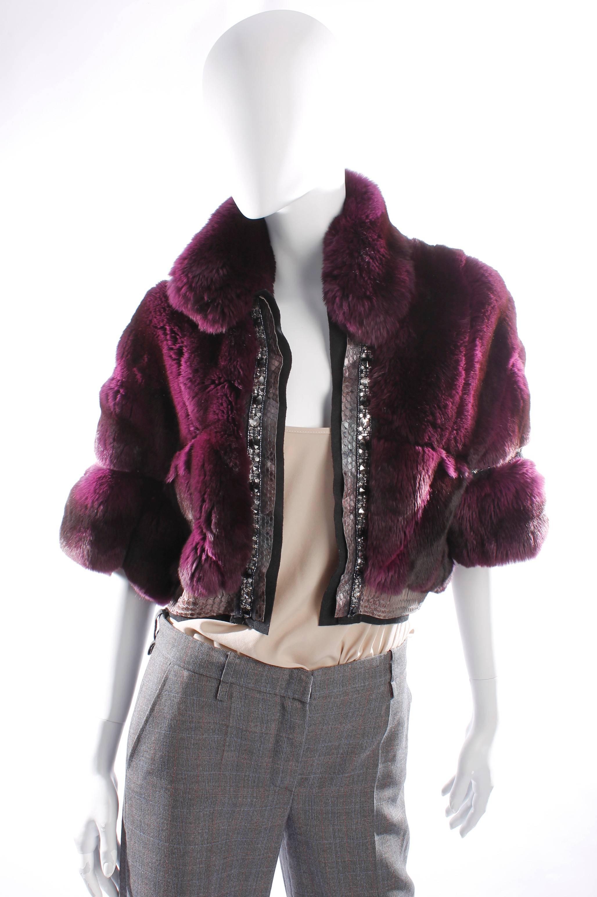 Women's Roberto Cavalli Chinchilla & Python Fur Coat - purple 40th anniversary  For Sale