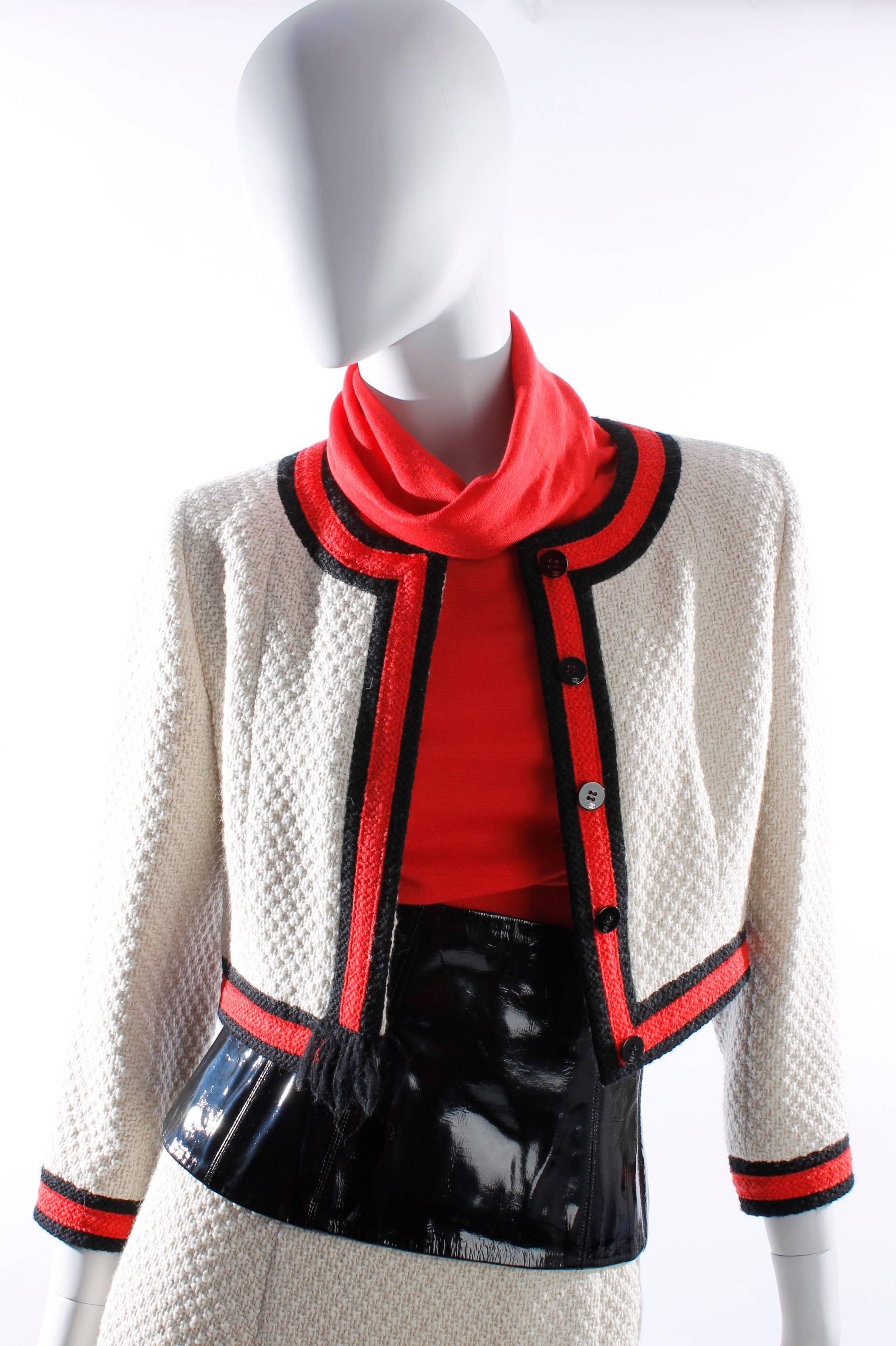 Women's Chanel 4-pcs Suit - cream/red/black wool