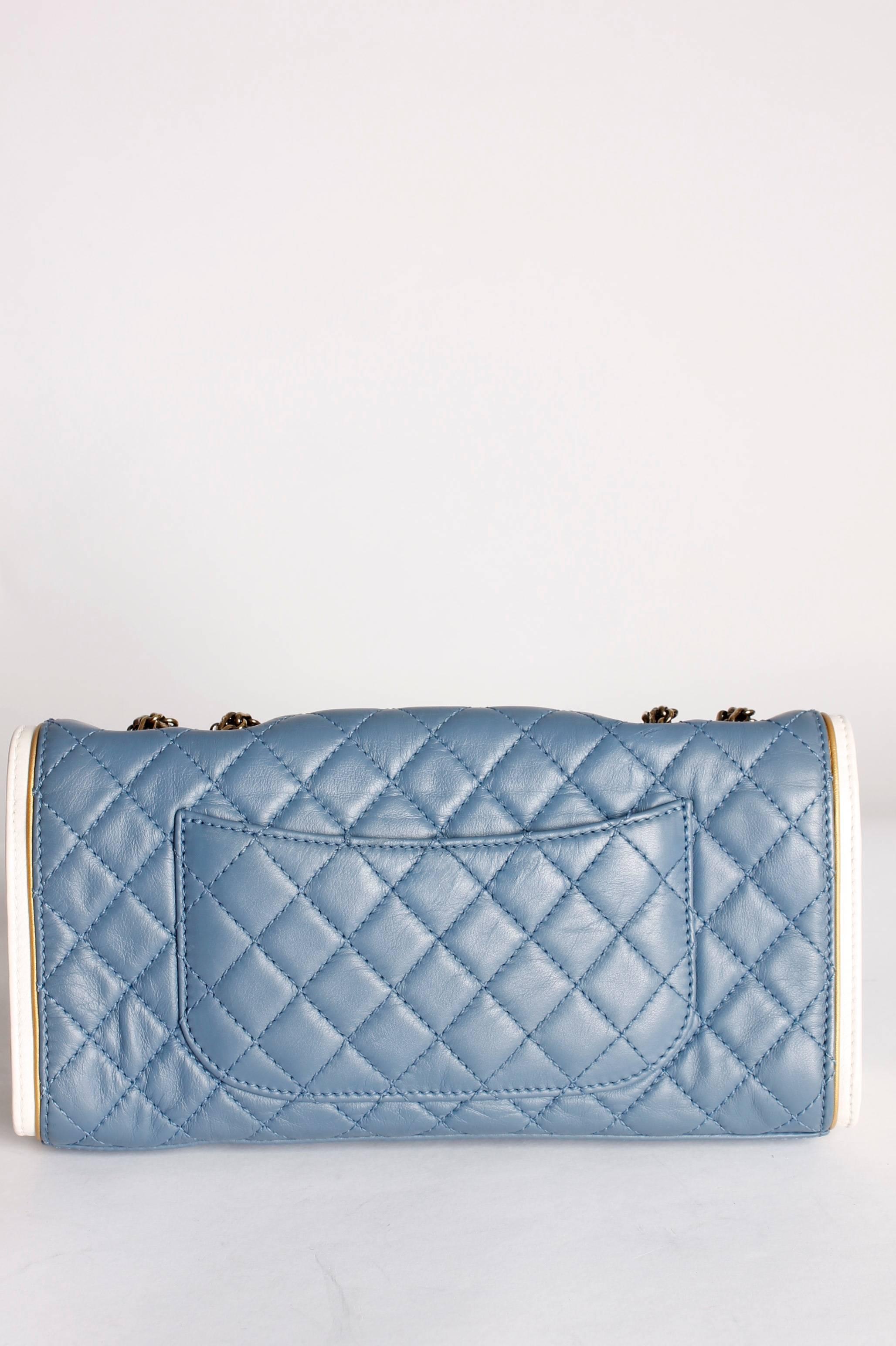 Chanel Baguette Bag - light blue/off-white/bronze In Good Condition In Baarn, NL