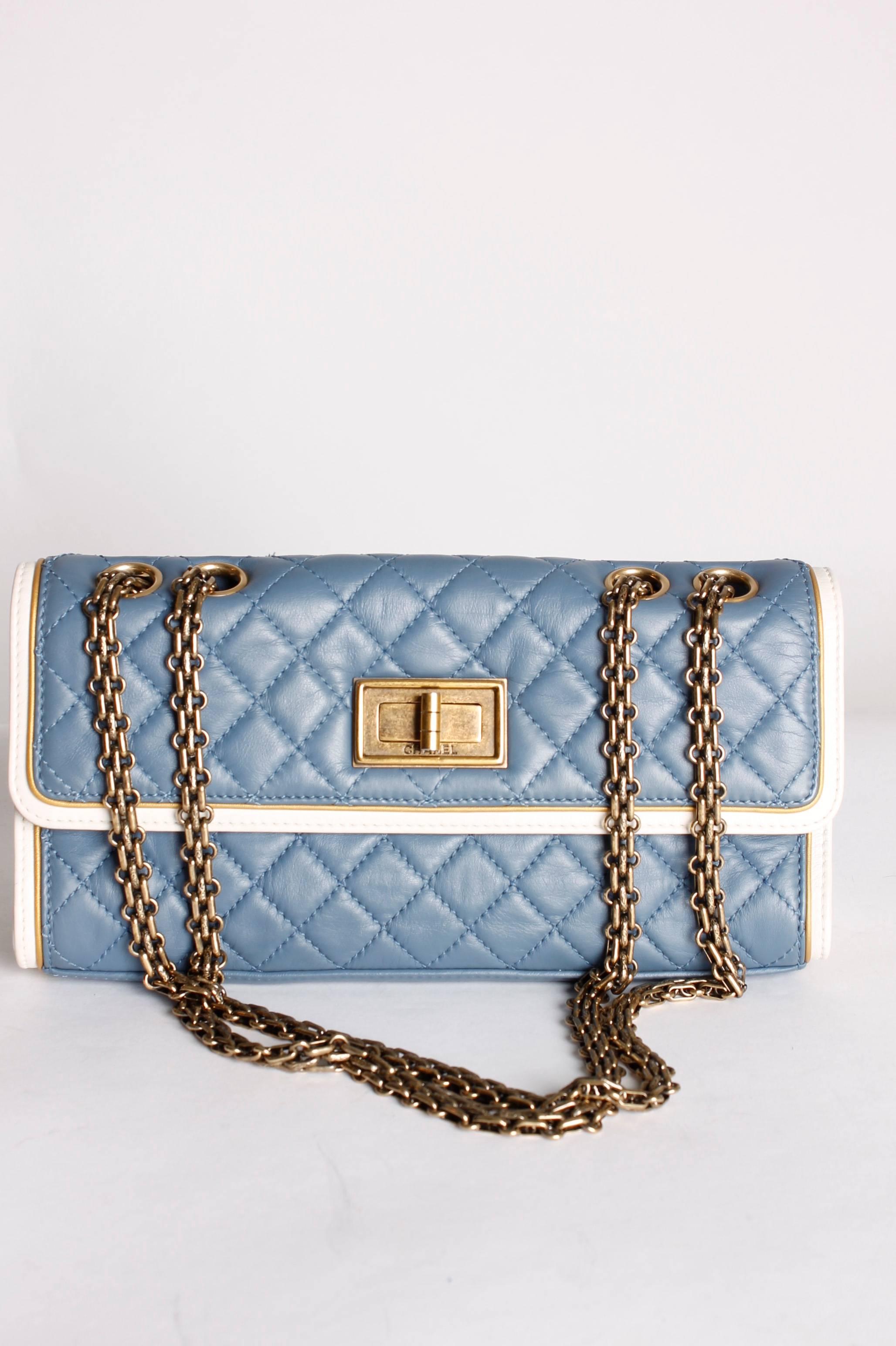 Gray Chanel Baguette Bag - light blue/off-white/bronze