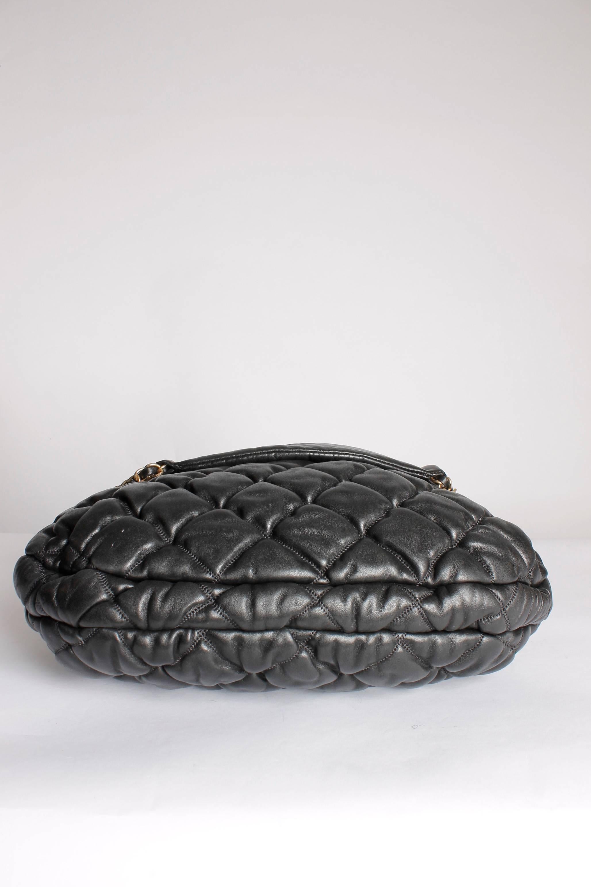Chanel Bubble Quilted Flap Bag - black leather 1