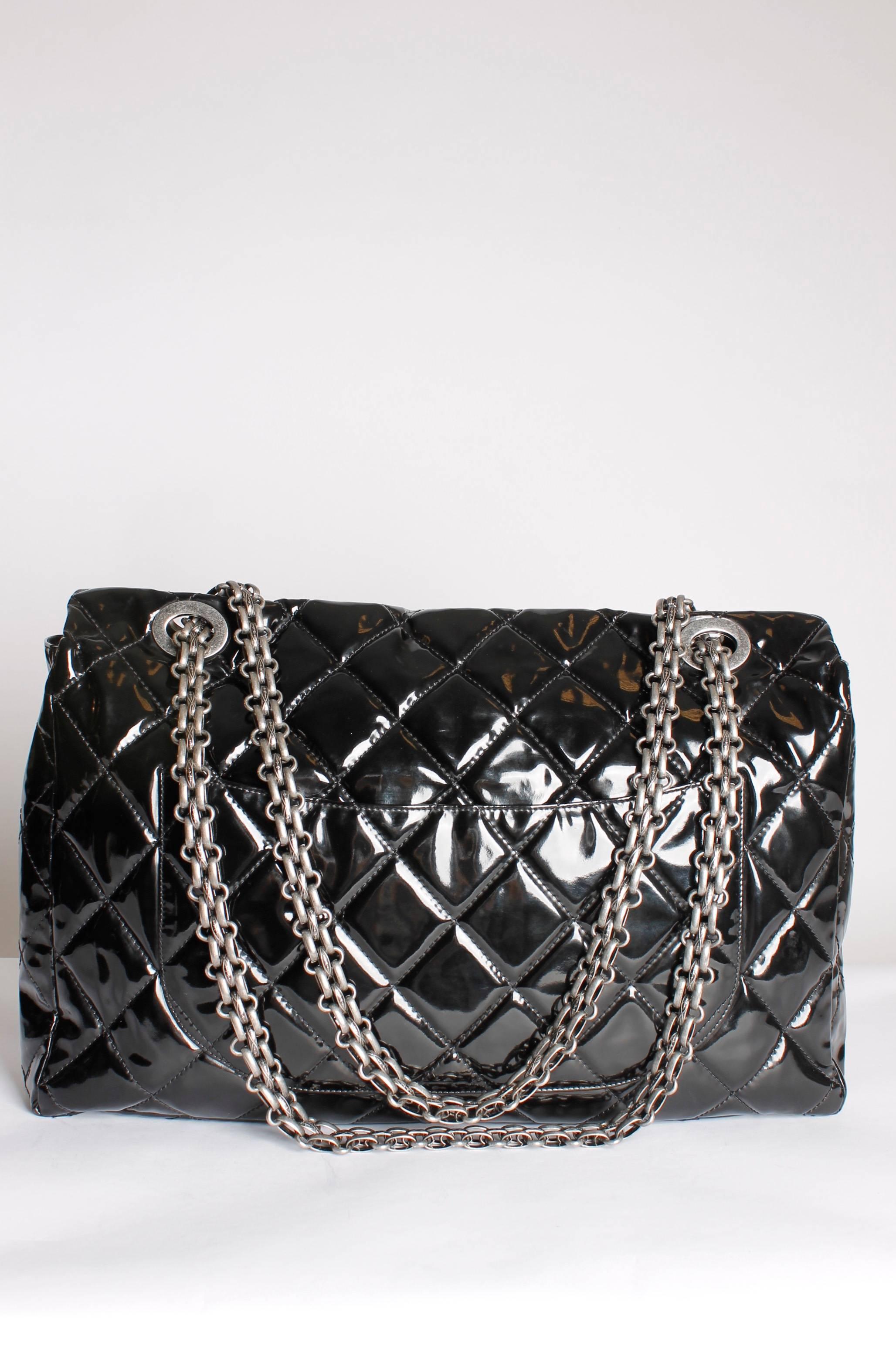 Women's or Men's Chanel XXL Reissue Flap Bag - black patent leather