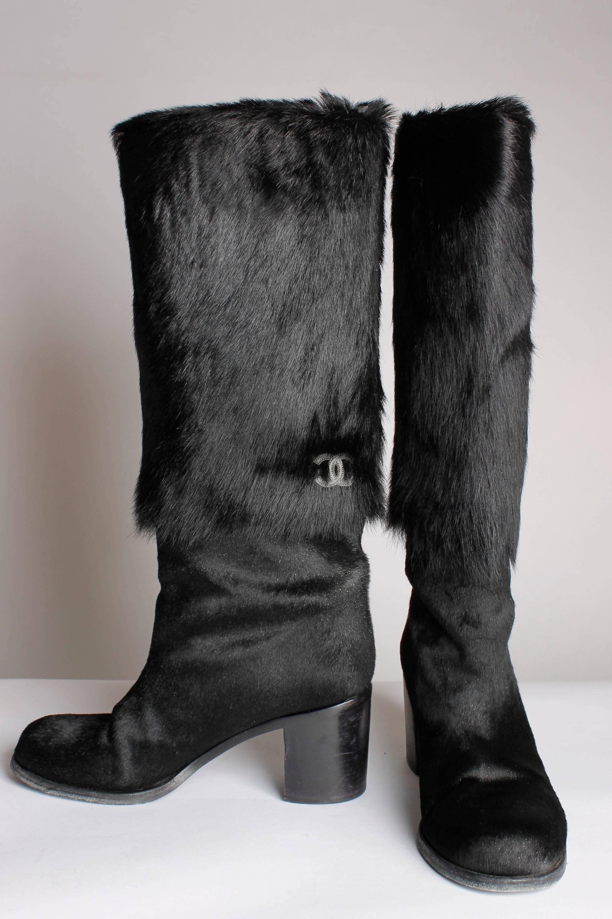 chanel pony hair boots