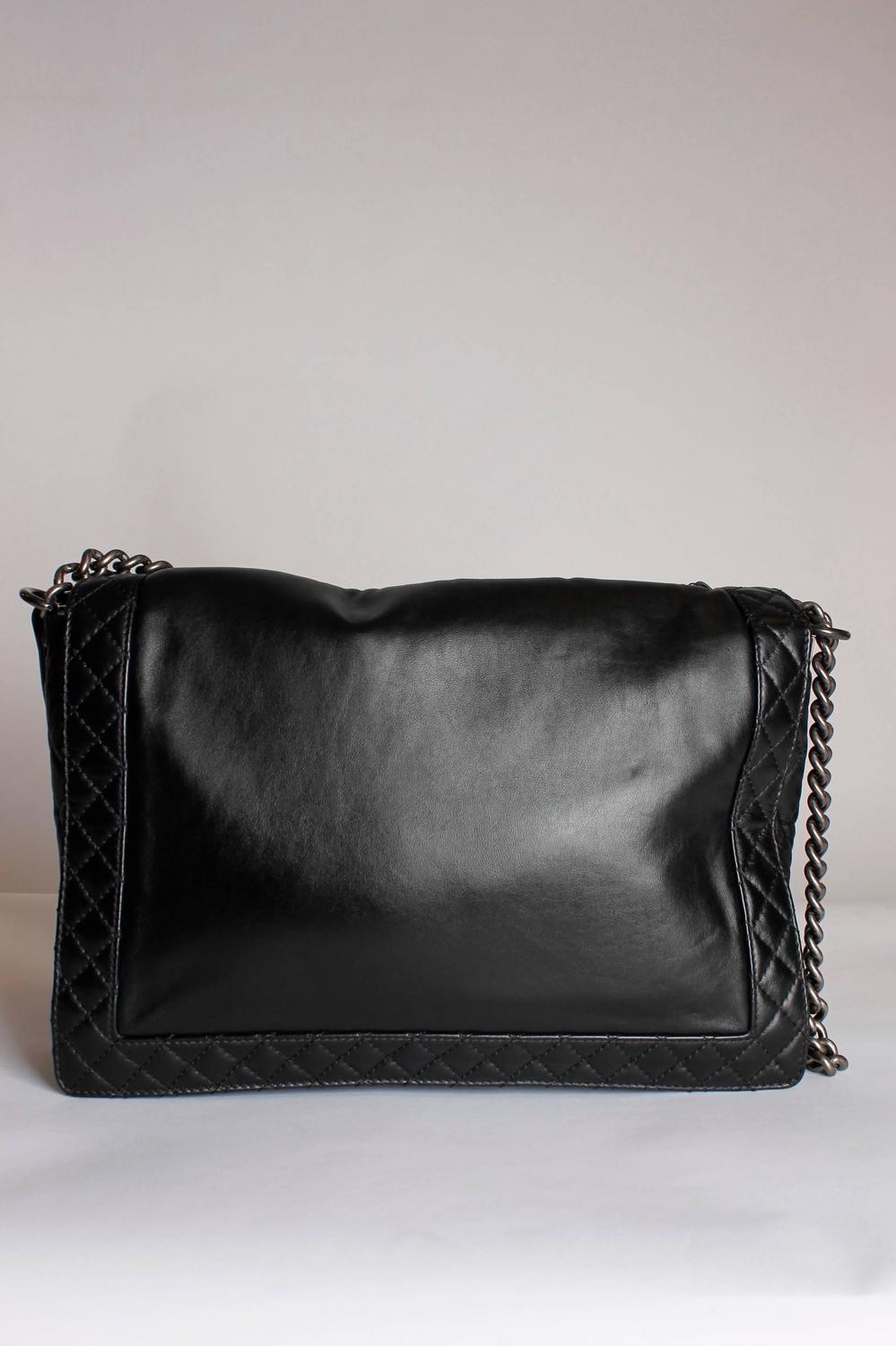 Chanel Boy Bag Enchained XL - black leather 2014 at 1stdibs