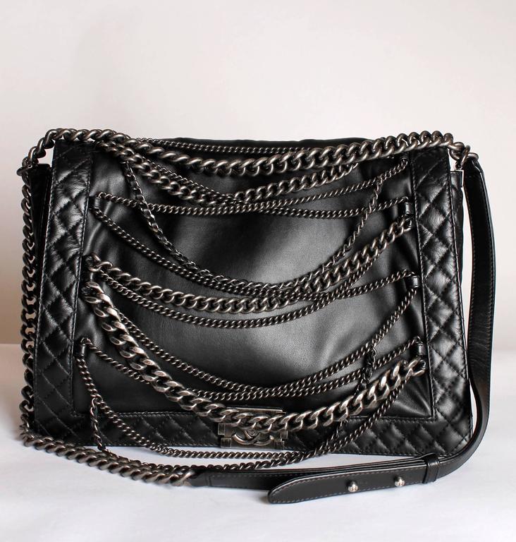 Chanel Boy Bag Enchained XL black leather 2014 at 1stDibs chanel