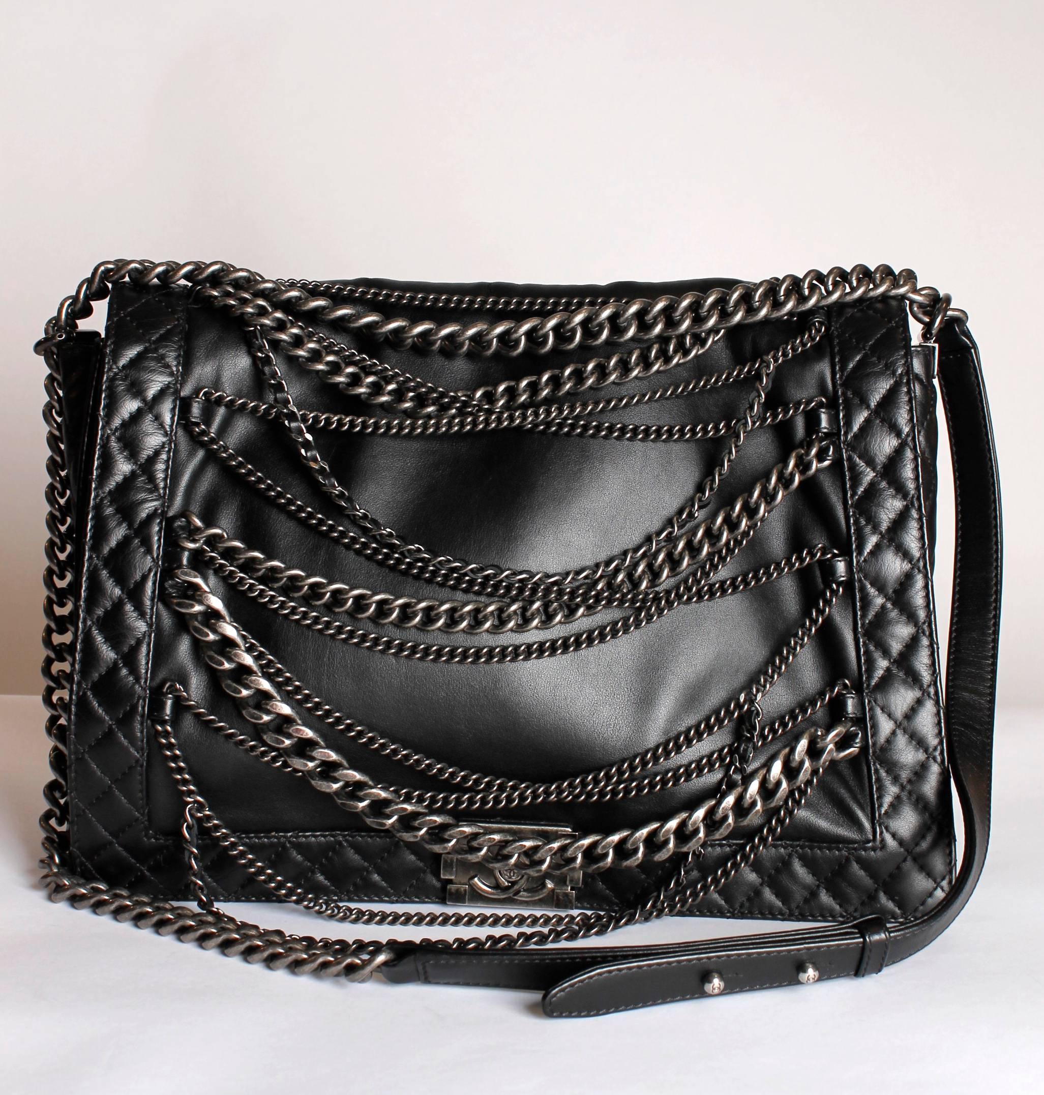 Chanel Boy Bag Enchained XL - black leather 2014 2