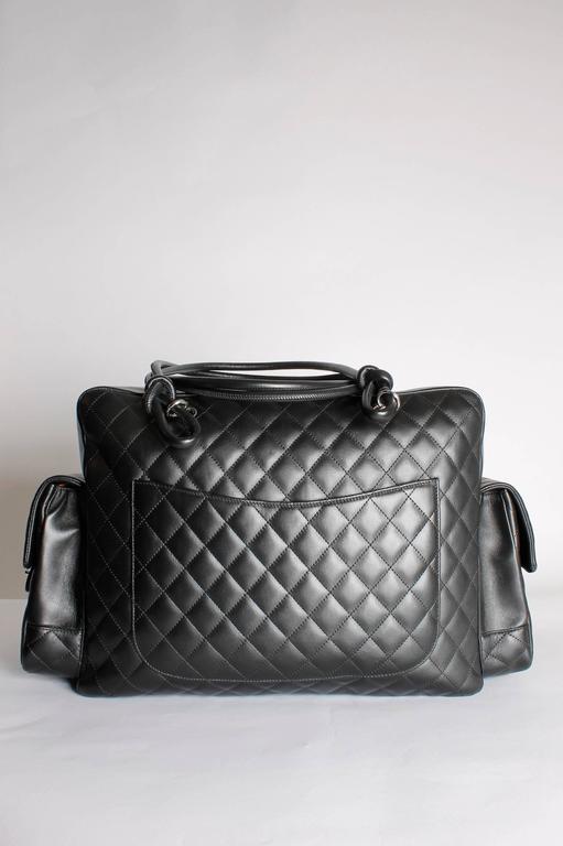 CHANEL Calfskin Quilted Cambon Multipocket Shoulder Bag Black 511558