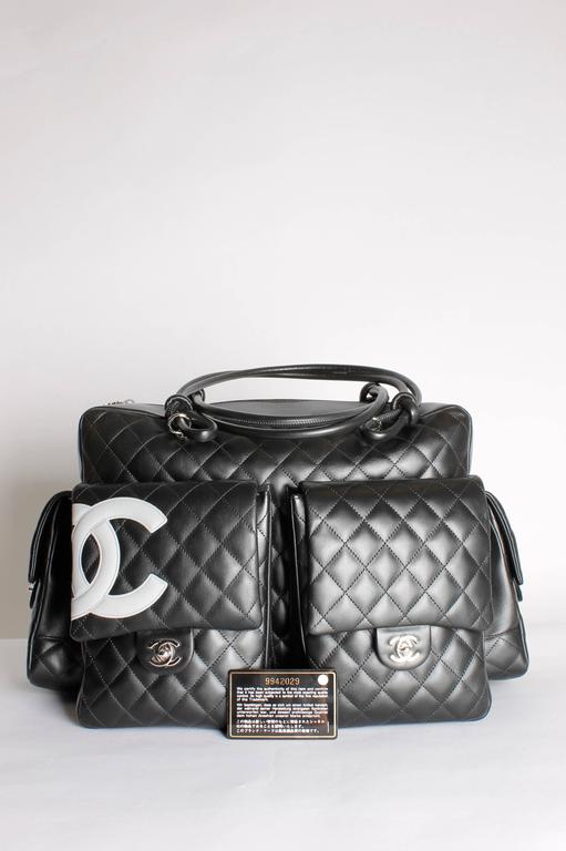 CHANEL Calfskin Quilted Small Cambon Multipocket Reporter Black 671838