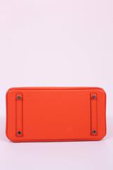 Hermes Birkin Bag 30 Orange Poppy Clemence - silver hardware