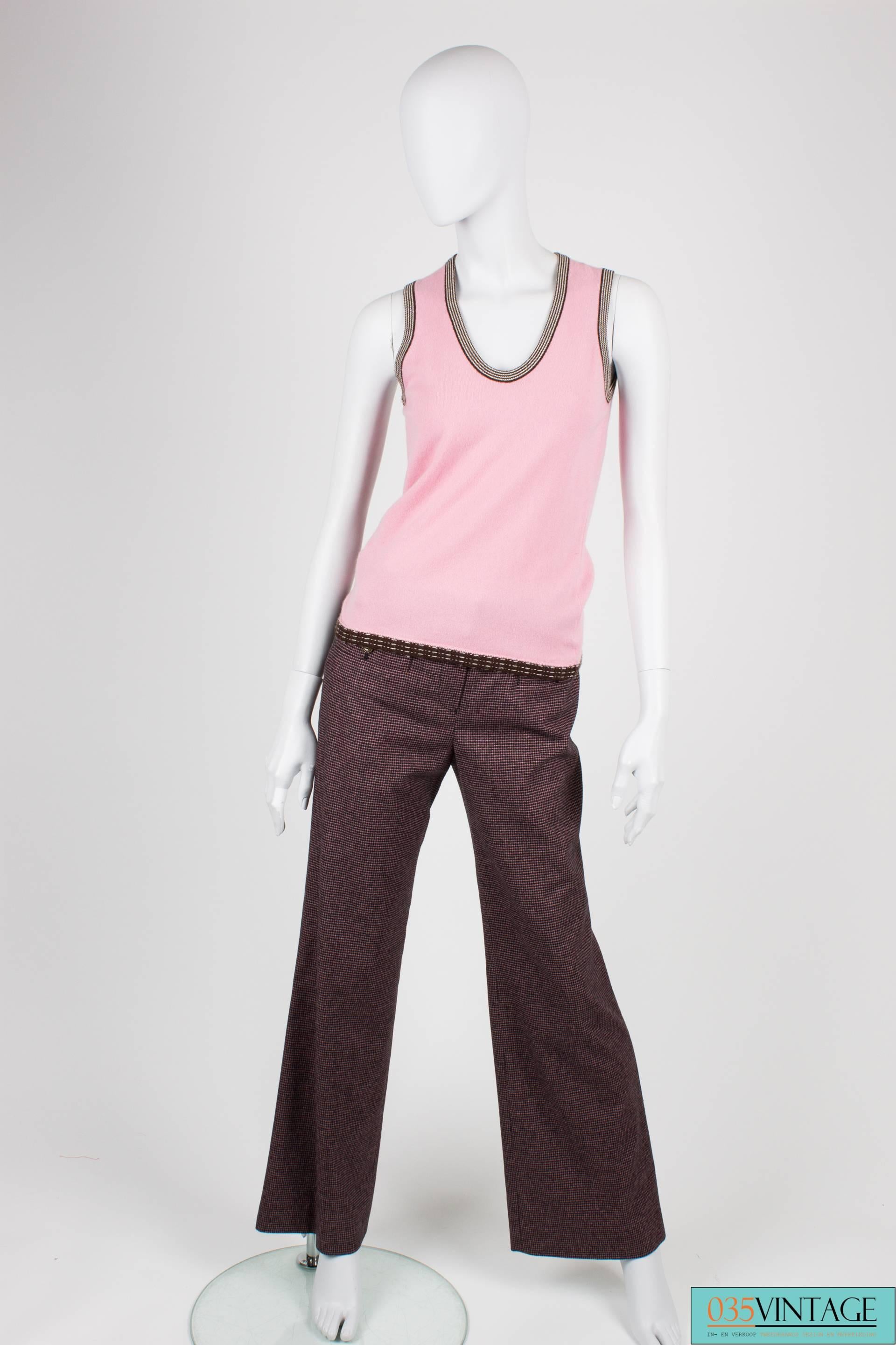 Chanel Cardigan/Top/Pants 3-pcs Suit - brown/pink For Sale 1