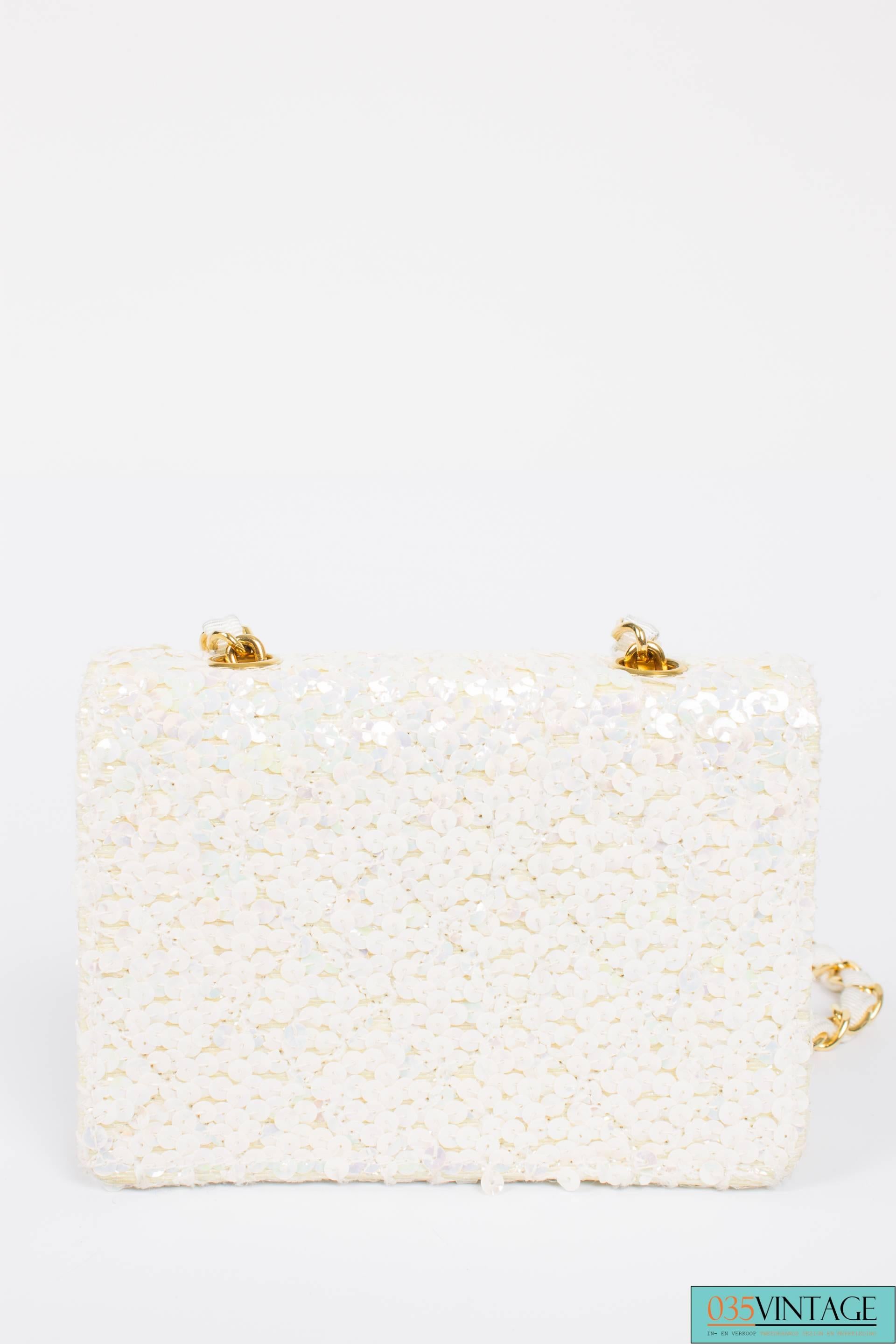 Women's Chanel Iridescent Micro Flap Bag - ivory/sequins/gold