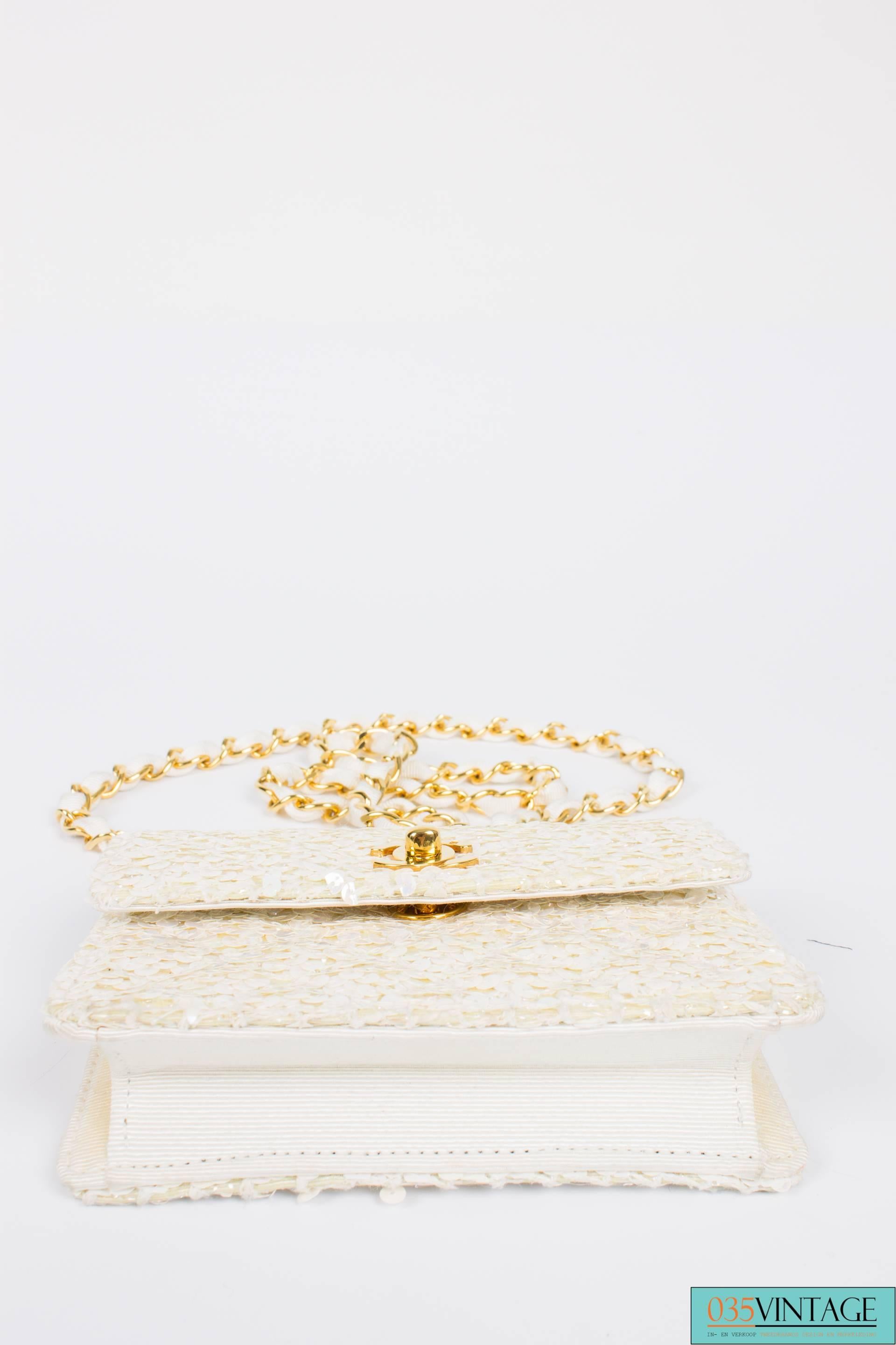 Chanel Iridescent Micro Flap Bag - ivory/sequins/gold 2