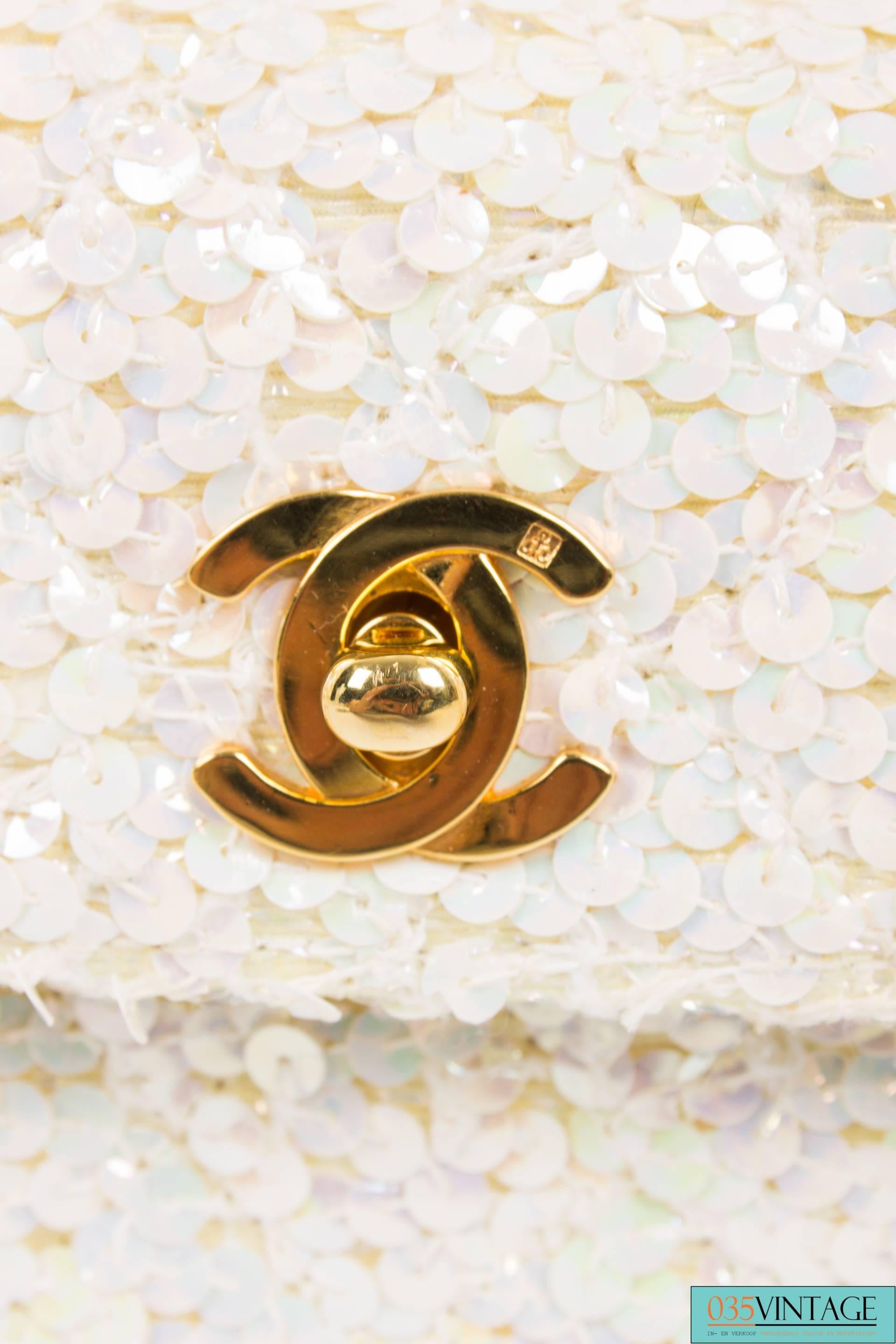 Chanel Iridescent Micro Flap Bag - ivory/sequins/gold 3