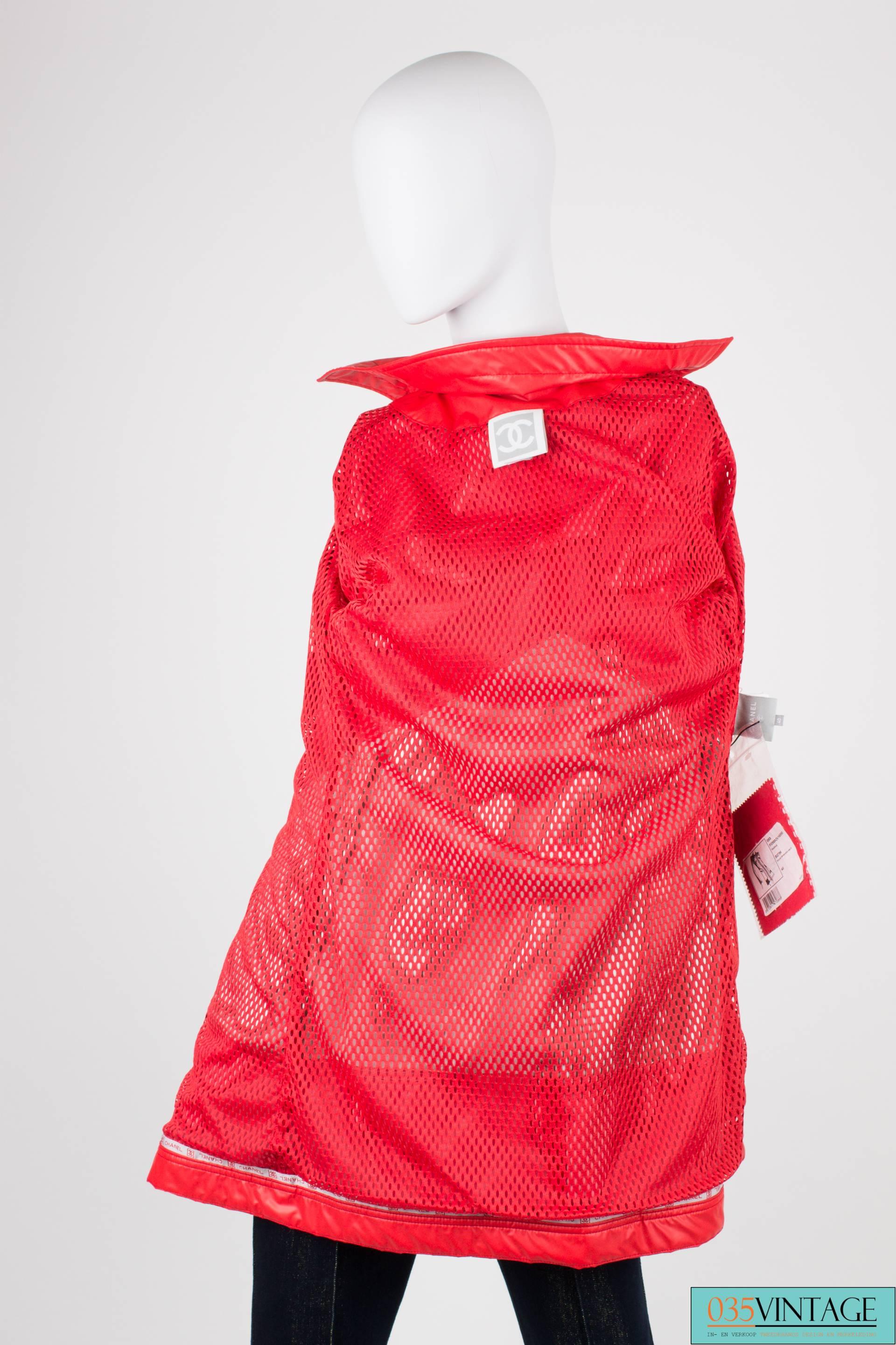 Red Chanel Rain Coat - red/grey