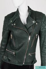 Very rare deep forest green shrunken kangaroo leather biker jacket designed by P