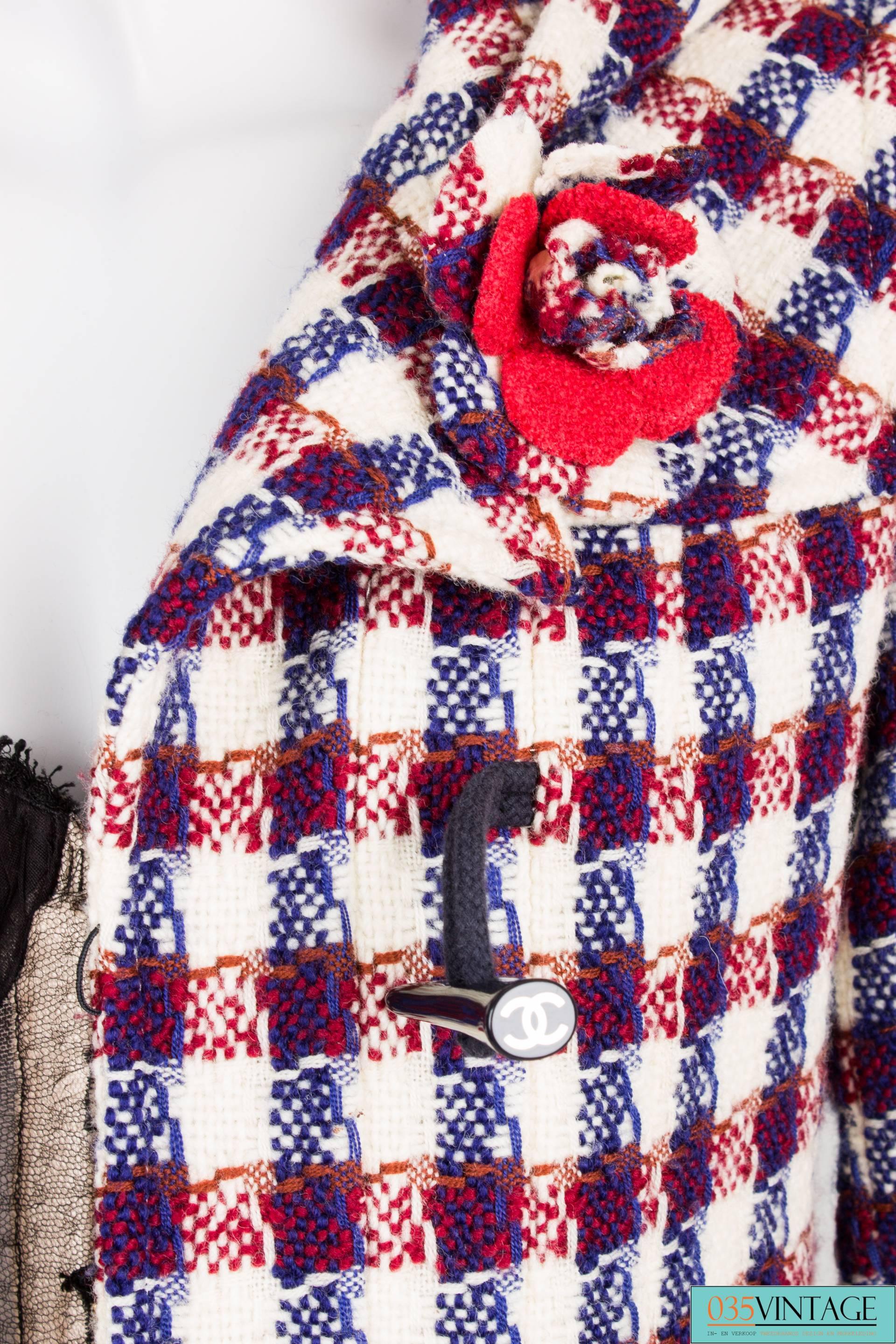 Women's Chanel Checkered Jacket - red/white/blue For Sale