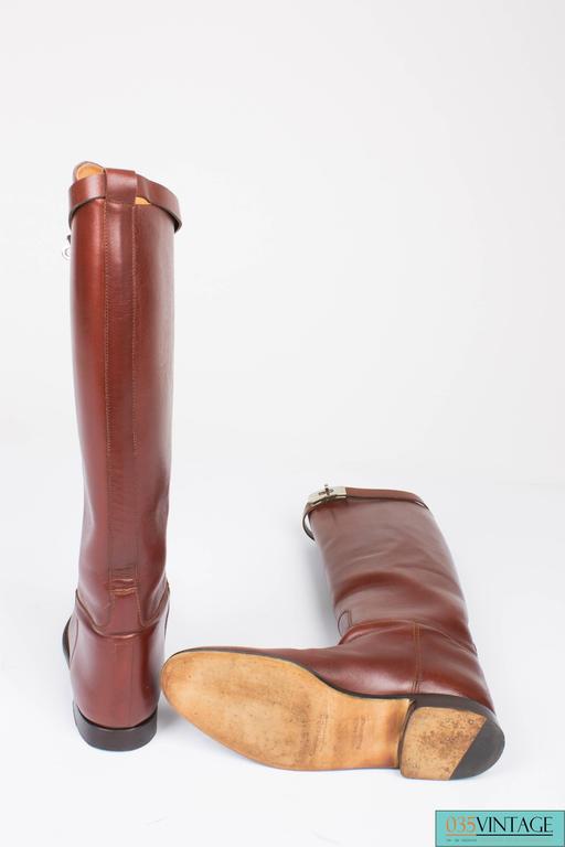 Hermès Jumping Riding Equestrian Leather Boots brown For Sale at 1stdibs