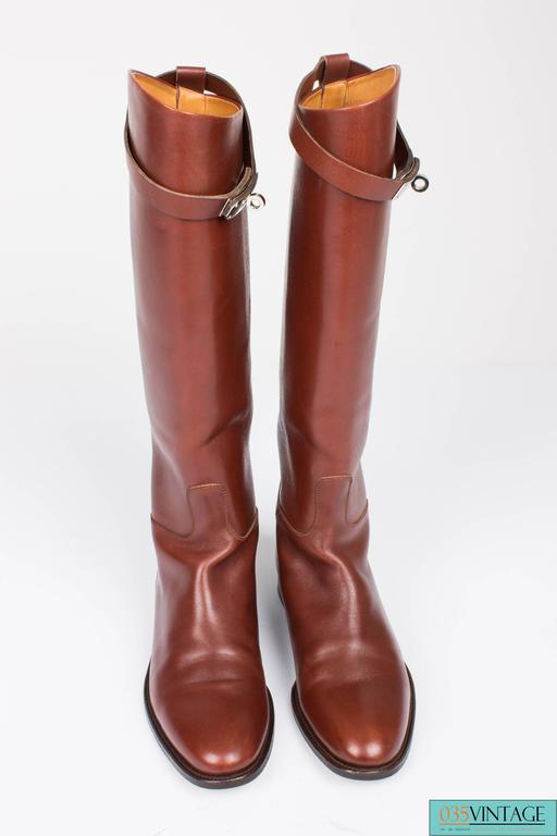 Hermès Jumping Riding Equestrian Leather Boots - brown For Sale at 1stdibs