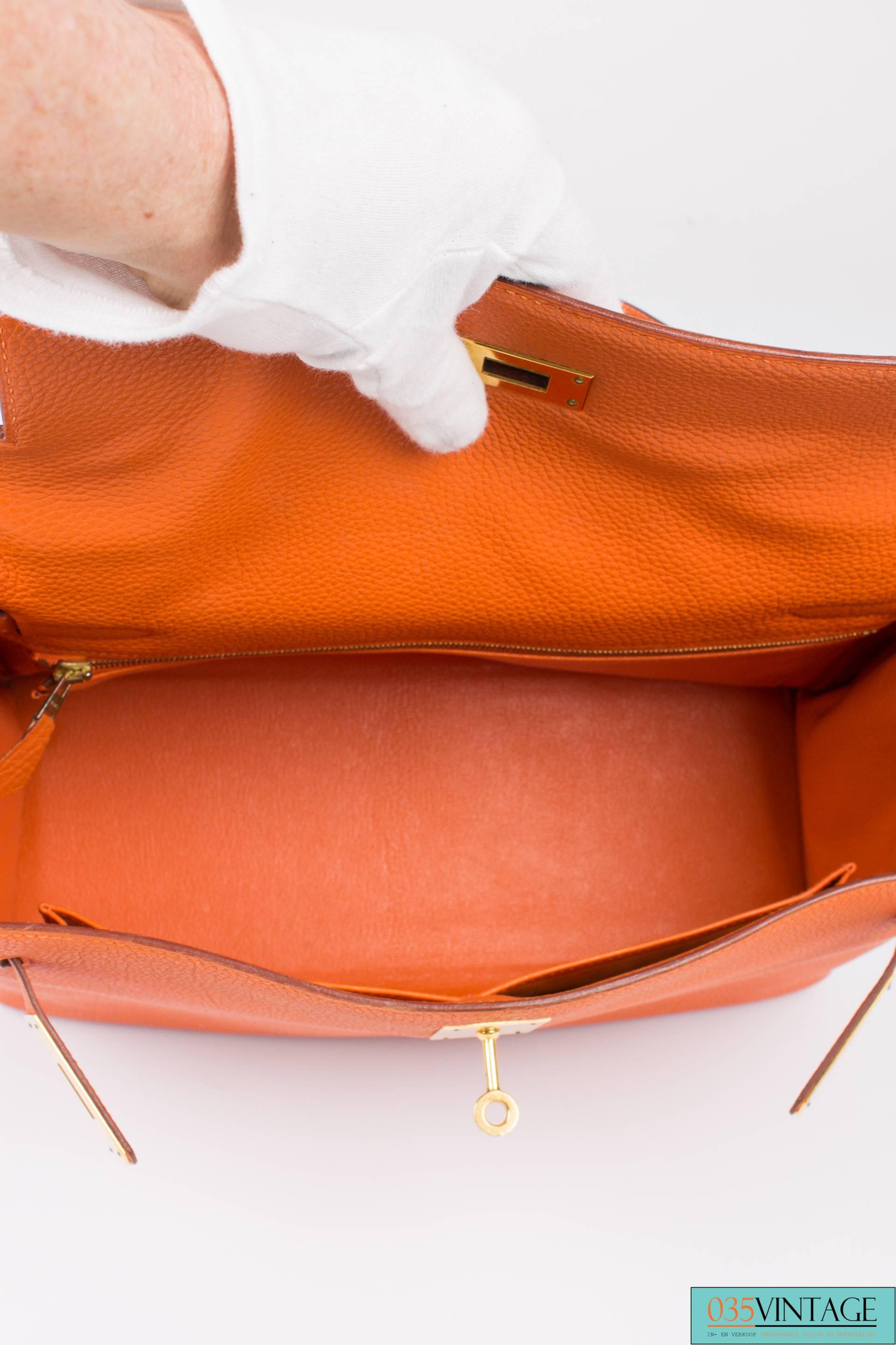 Hermès Kelly Bag 32 Togo Leather - orange H & wallet 4