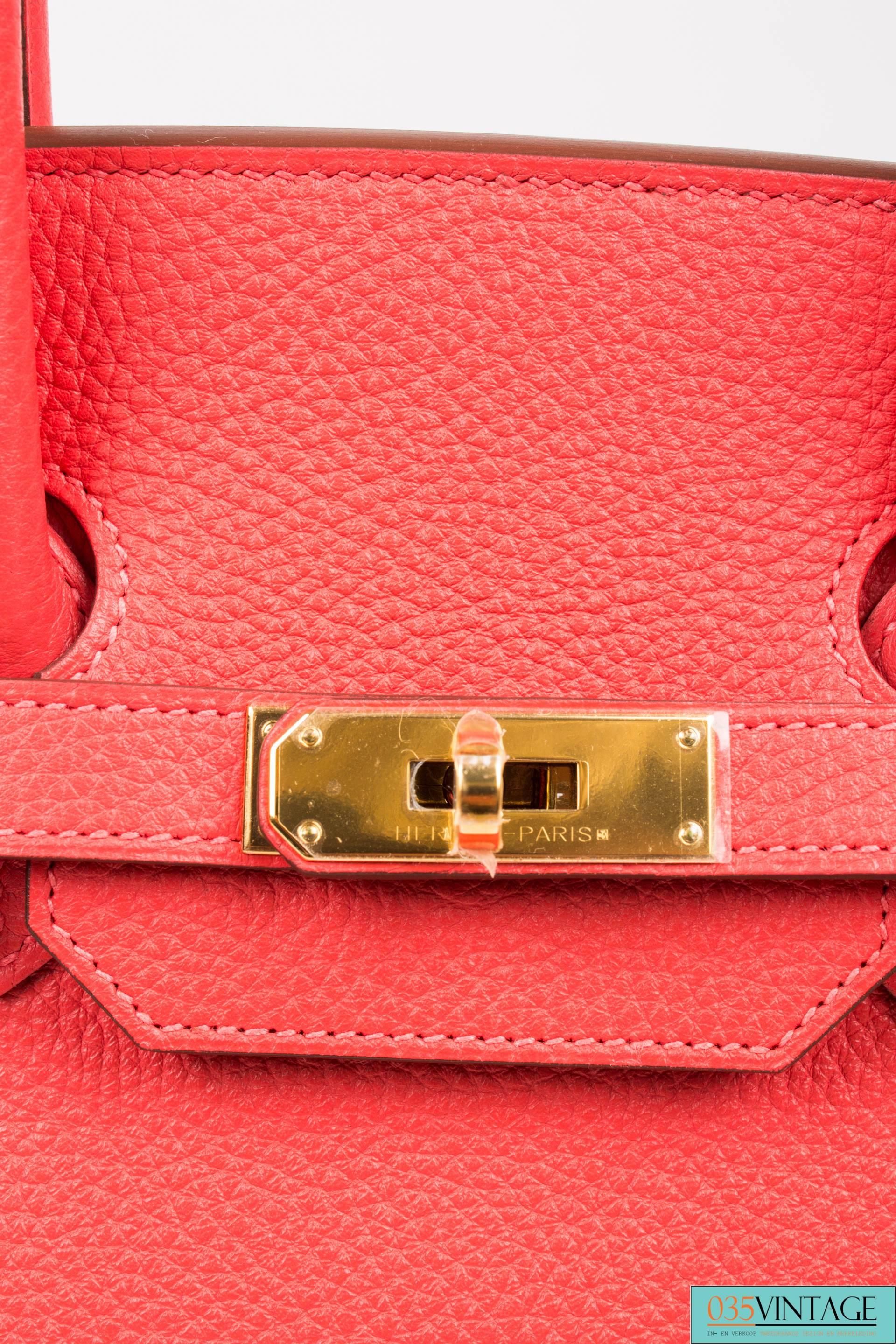 Hermès Birkin Bag 35 Taurillon Clemence Rouge Pivoine - goldtone hardware 3