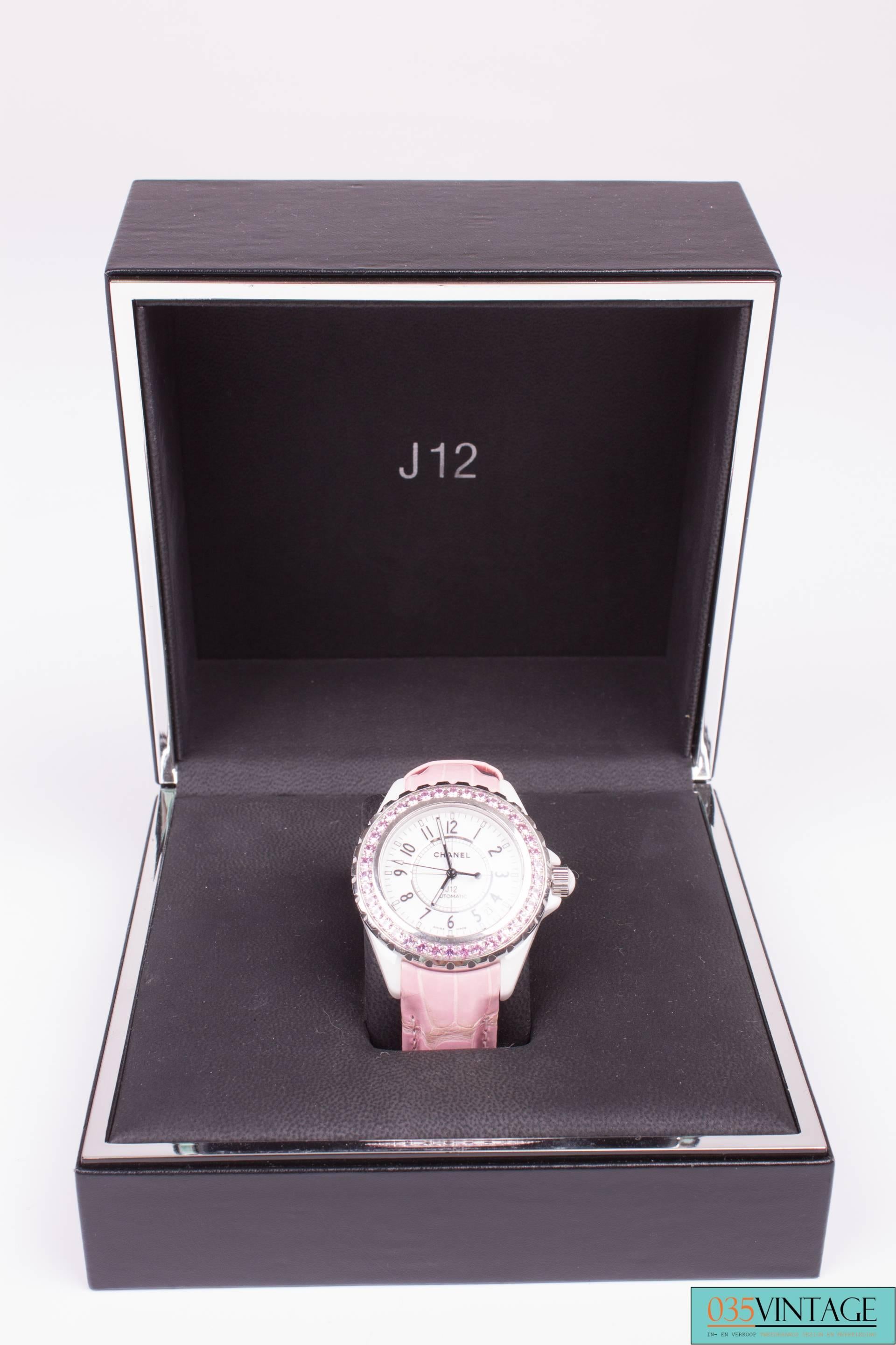 Chanel J12 Pink Sapphire Watch - pink crocodile strap at 1stDibs | pink ...