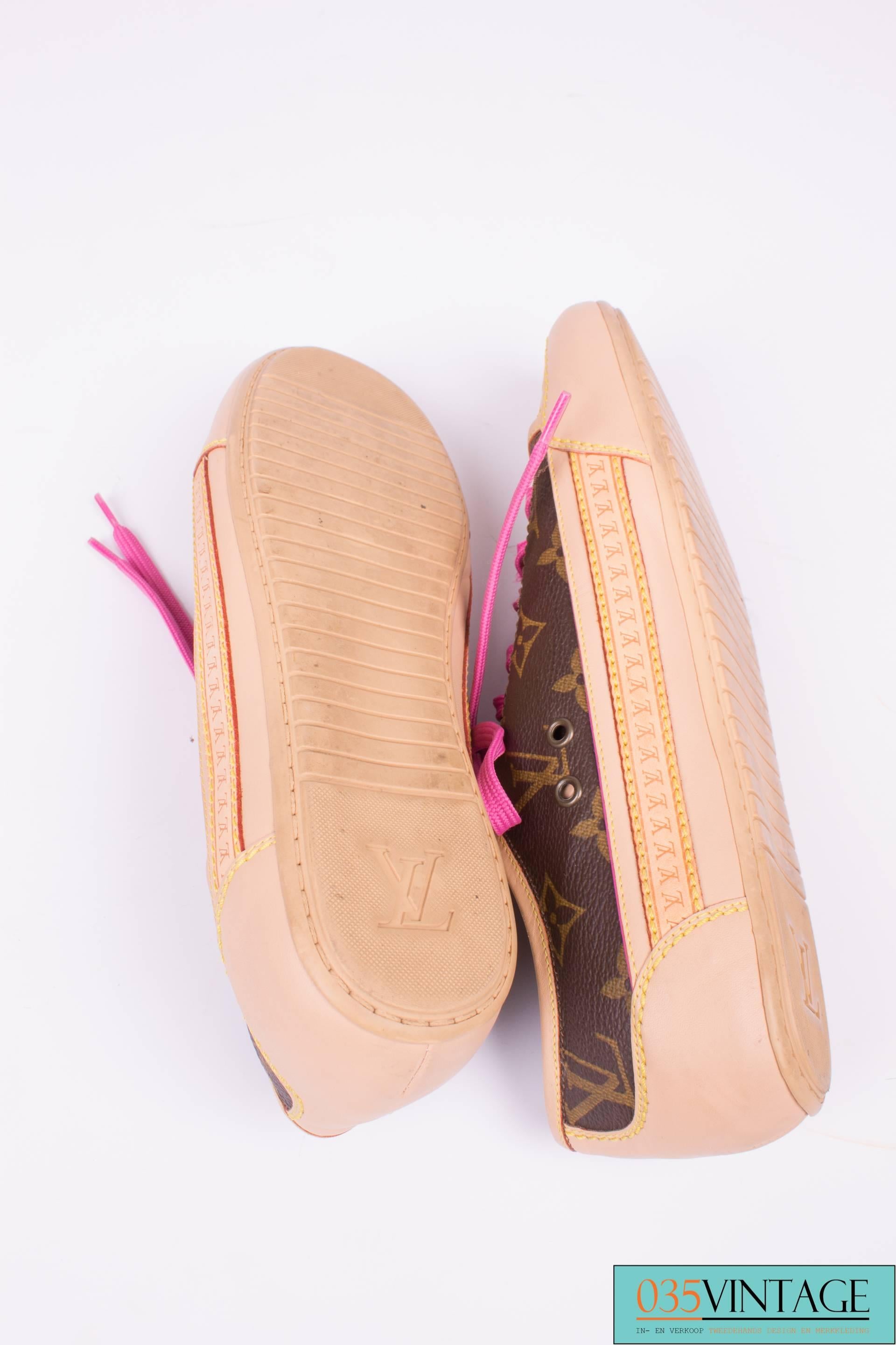 Brown Louis Vuitton Monogram Canvas Capucine Sneakers - brown/pink 