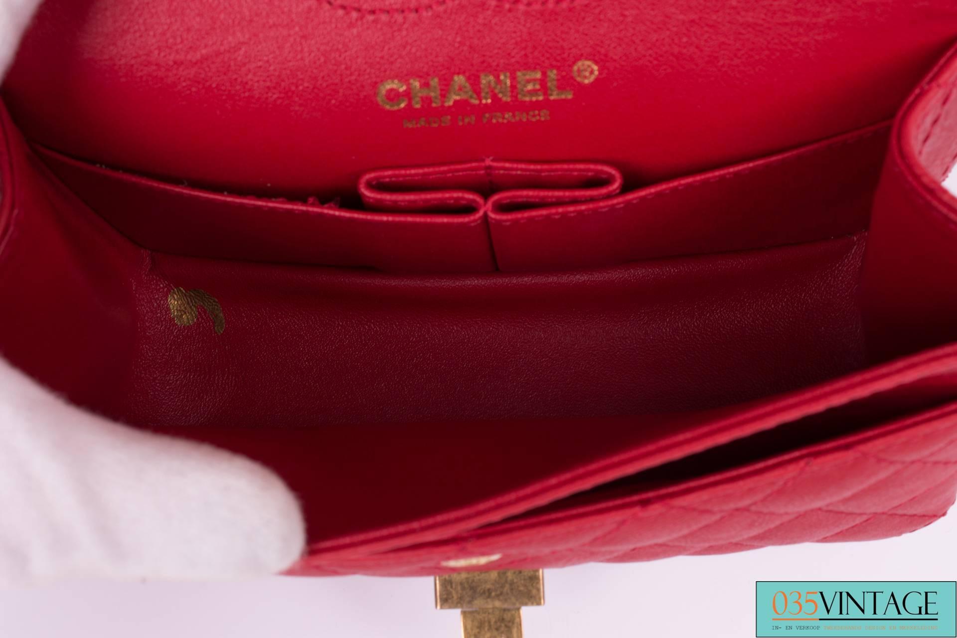 Red Chanel 2.55 Reissue Classic Mini Double Flap Bag Mademoiselle Lock - red