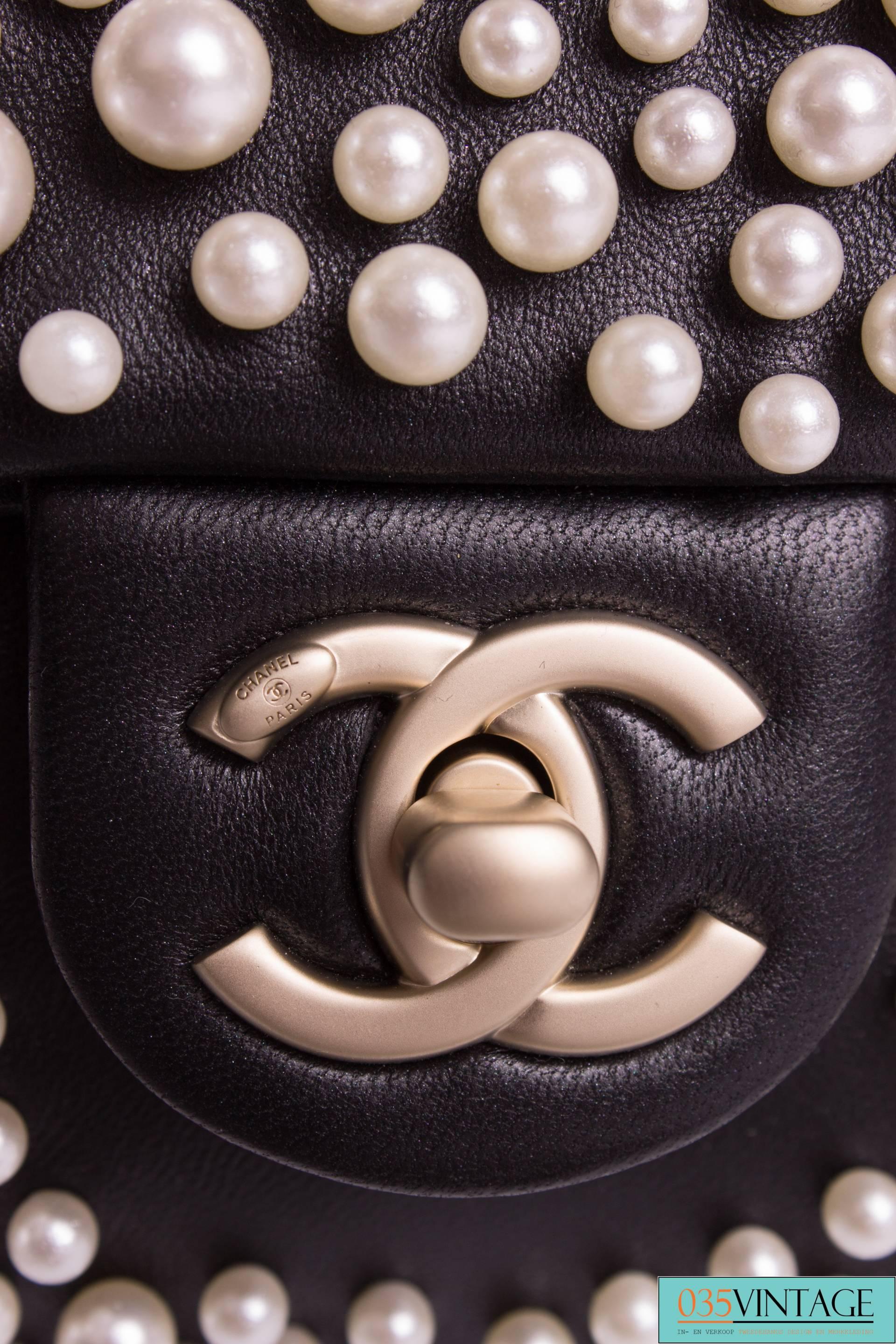 Chanel Pearly Flap Bag Cross Body WOC Wallet on Chain - black 1