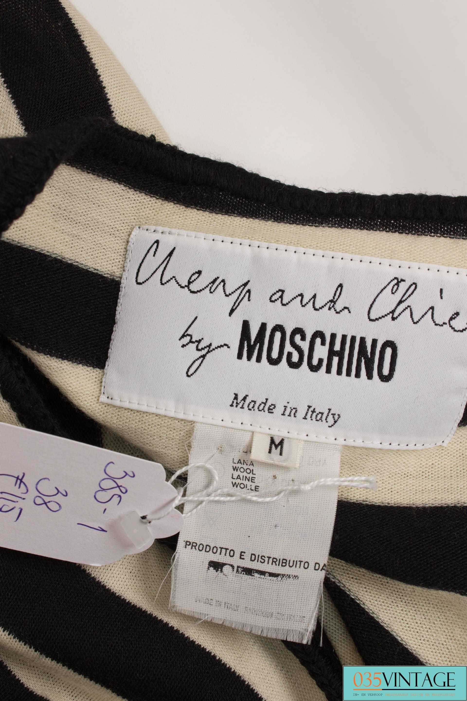 Moschino Cheap and Chic Wool Top , Cardigan- black/white/red In Excellent Condition In Baarn, NL