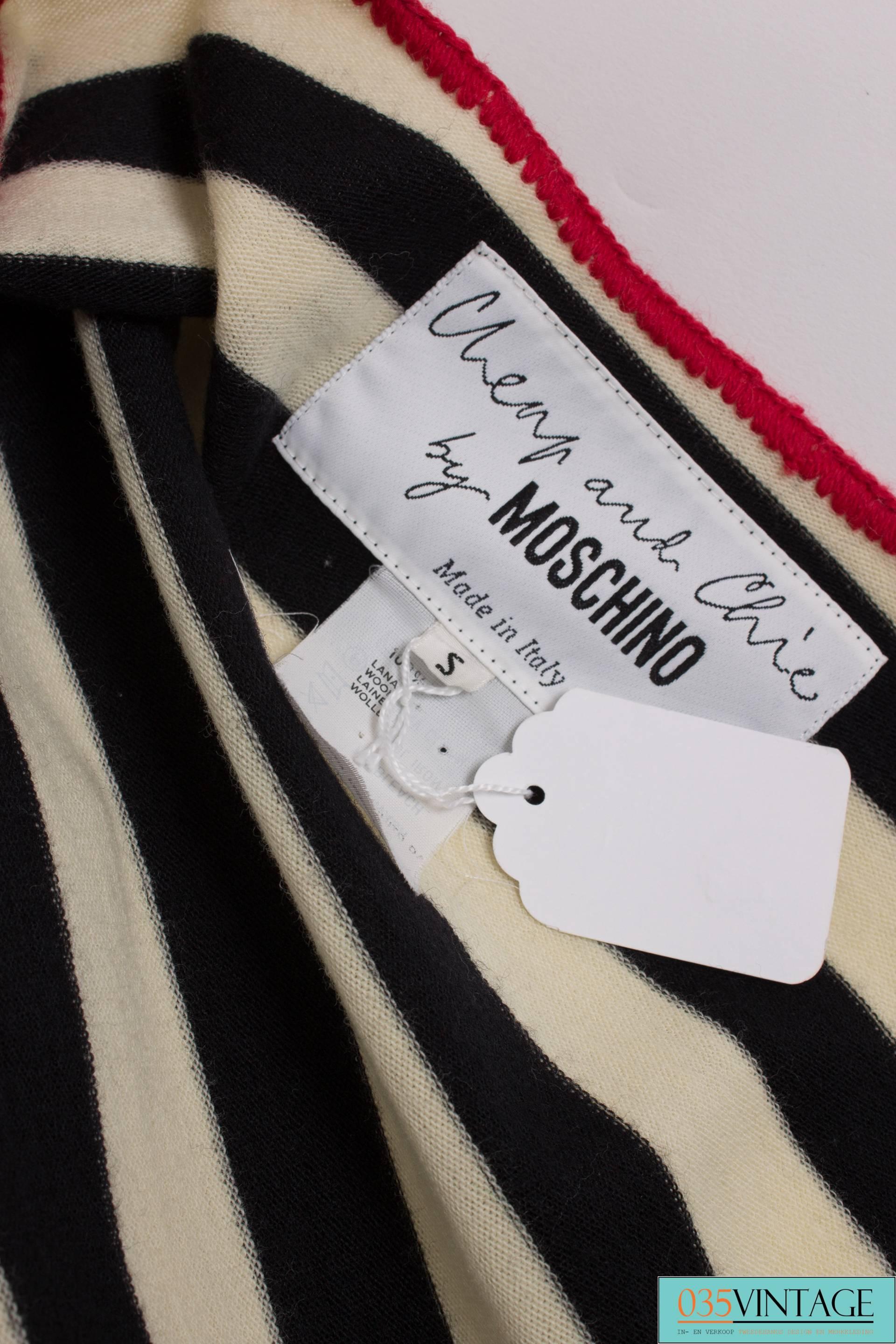 Women's Moschino Cheap and Chic Wool Top , Cardigan- black/white/red