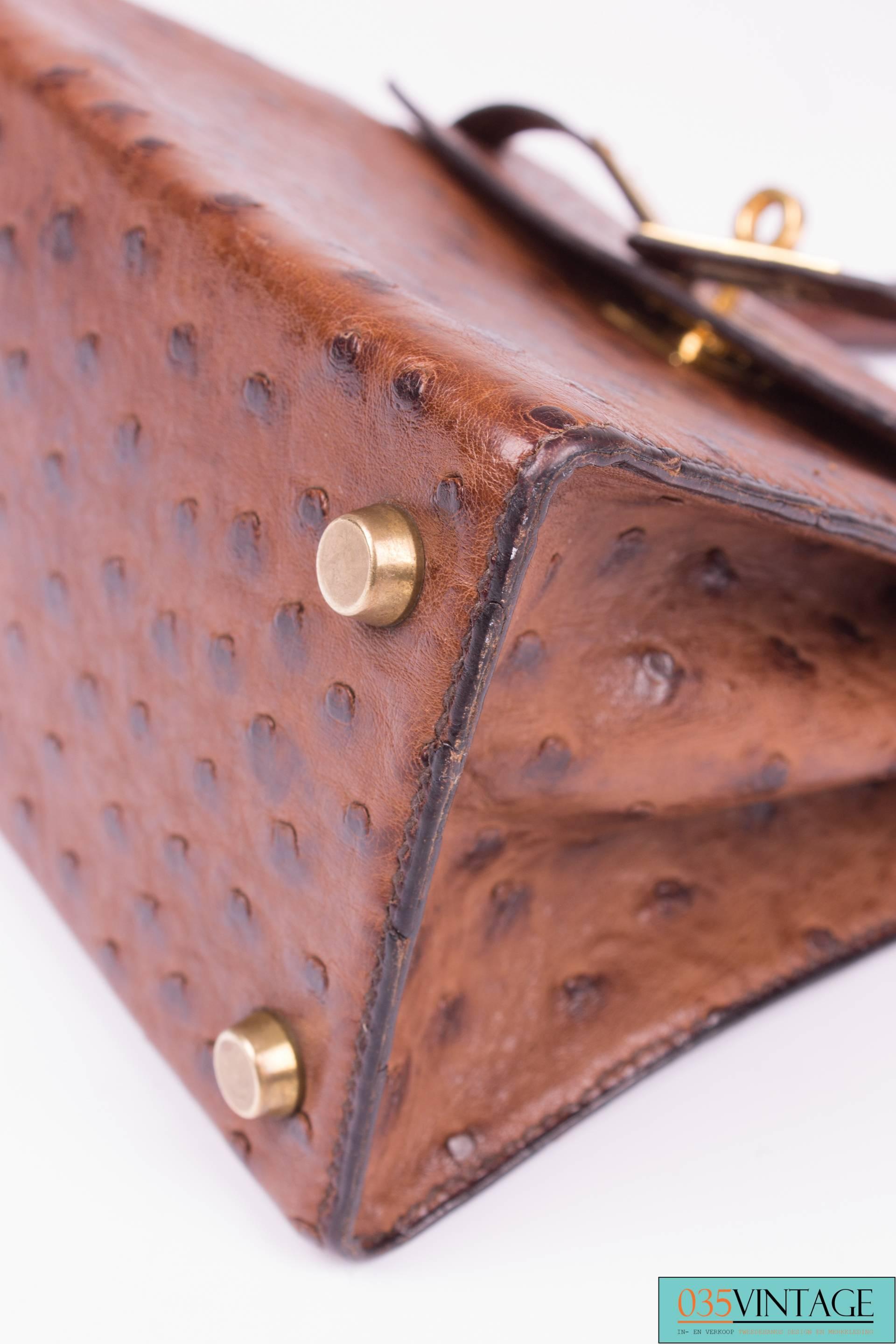 Hermès Mini Kelly Bag 20 Ostrich Leather - chocolate brown  1