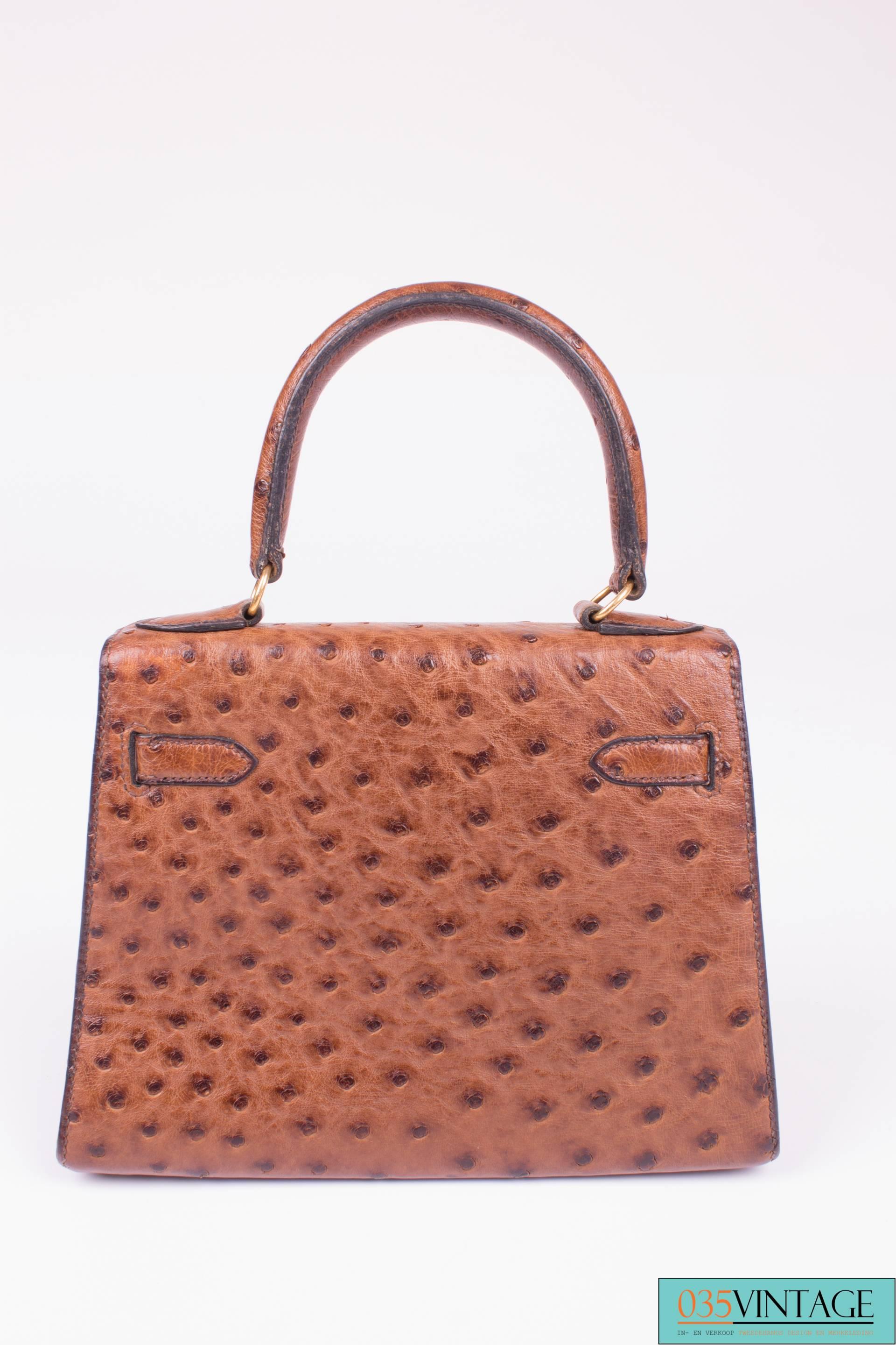 Hermès Mini Kelly Bag 20 Ostrich Leather - chocolate brown  2