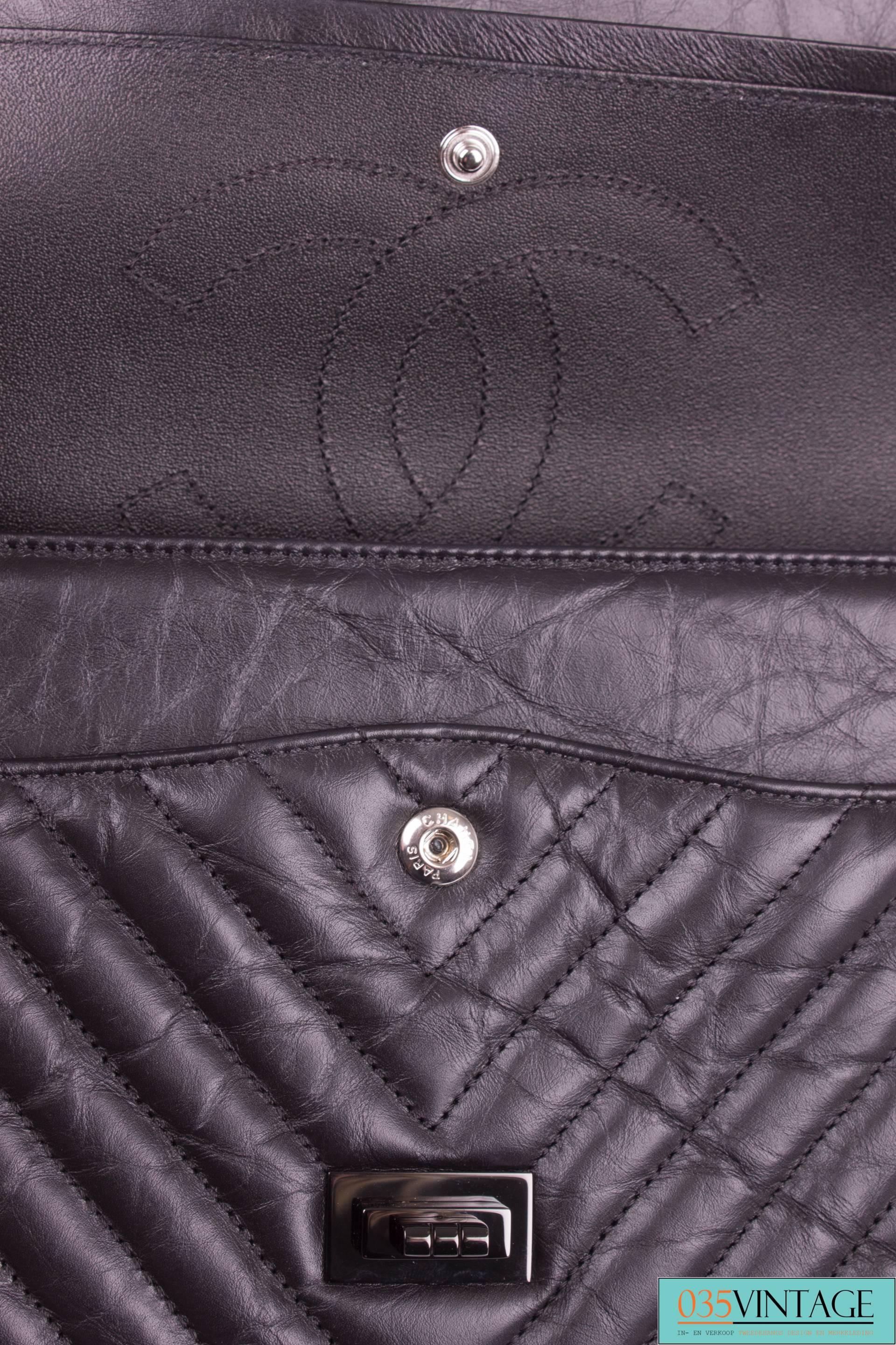       Chanel 2.55 Reissue Chevron 226 Flap Bag - So Black  2