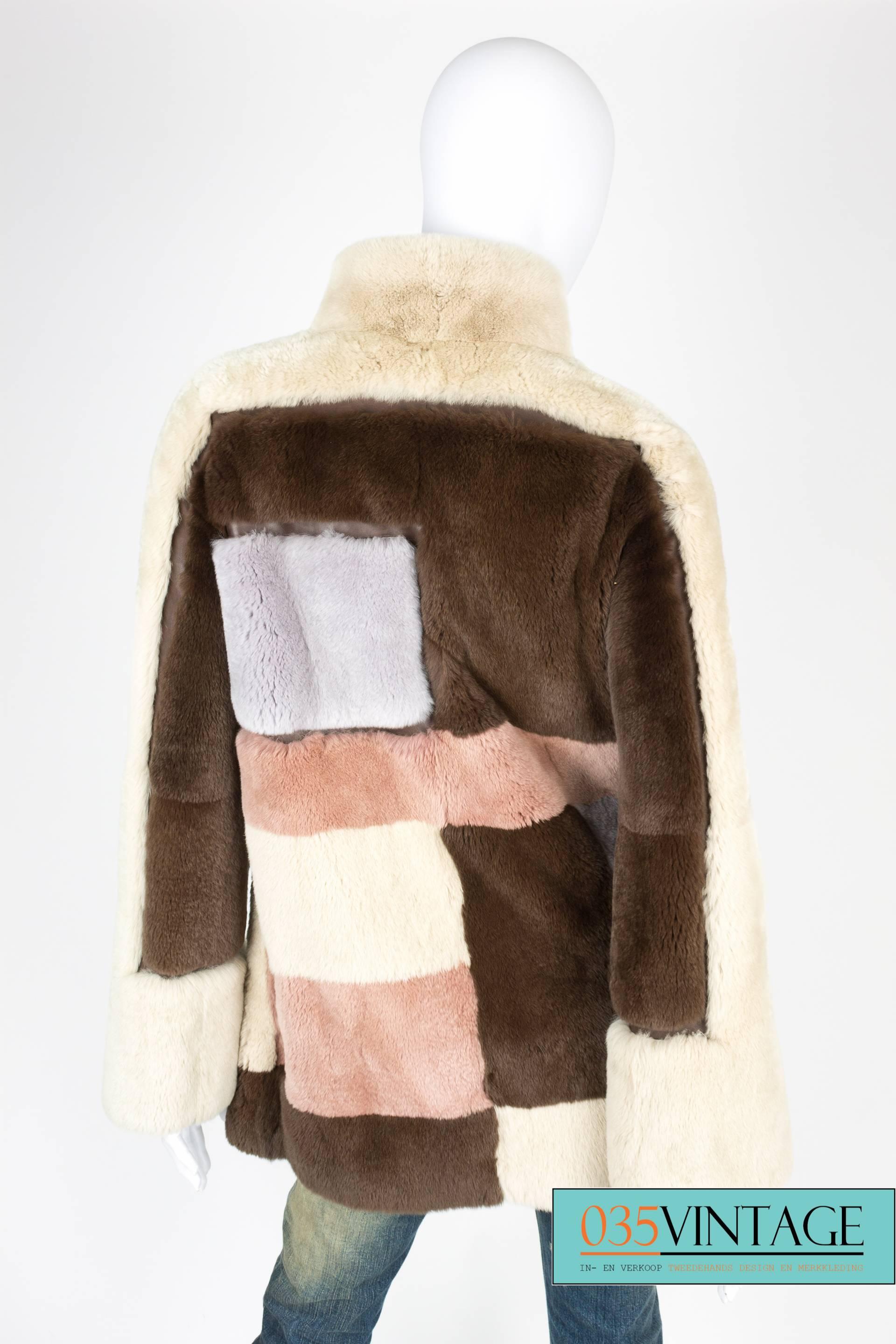 Beige Emilio Pucci Rabbit Fur Coat - brown/beige/gray/pale pink