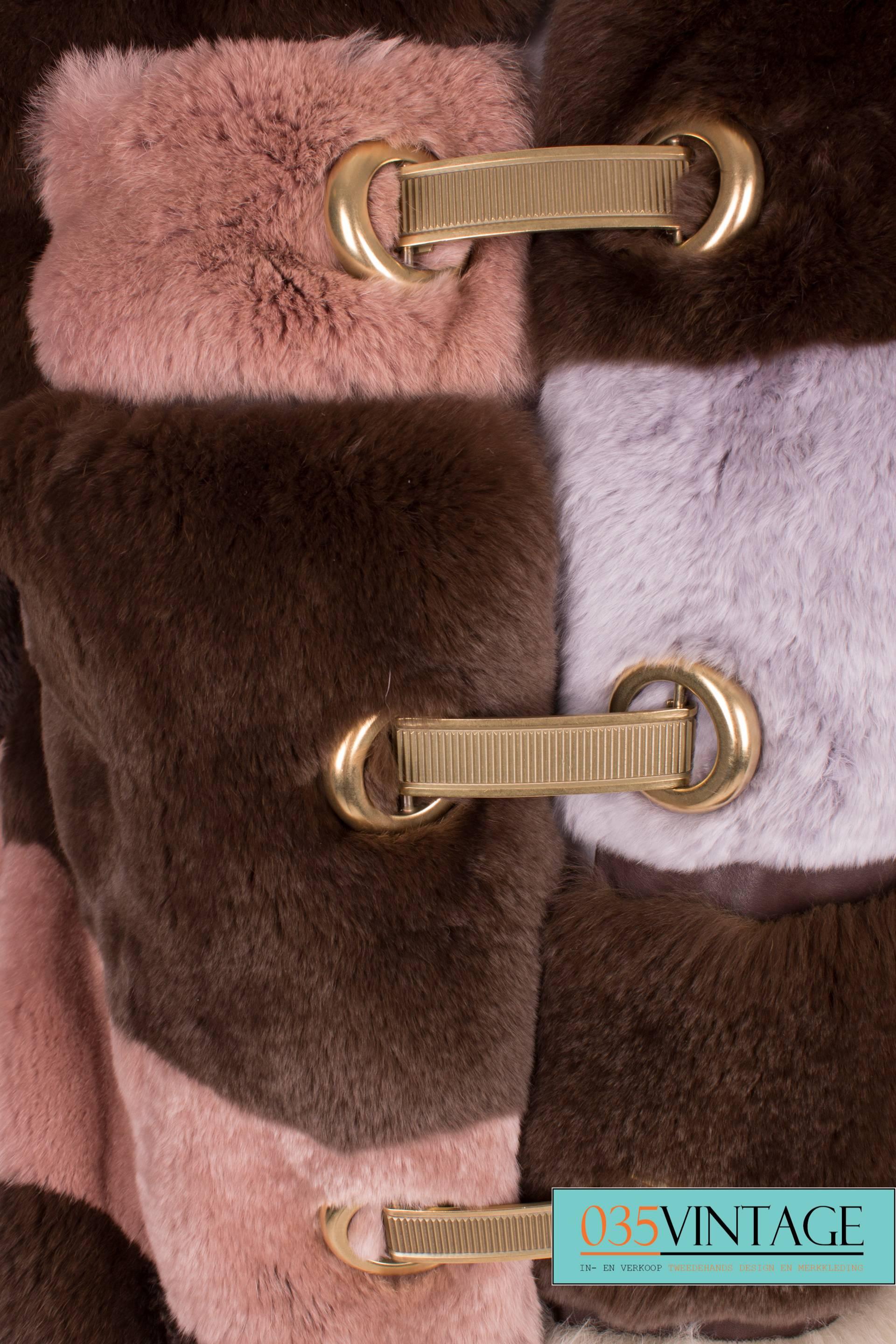 Emilio Pucci Rabbit Fur Coat - brown/beige/gray/pale pink  1