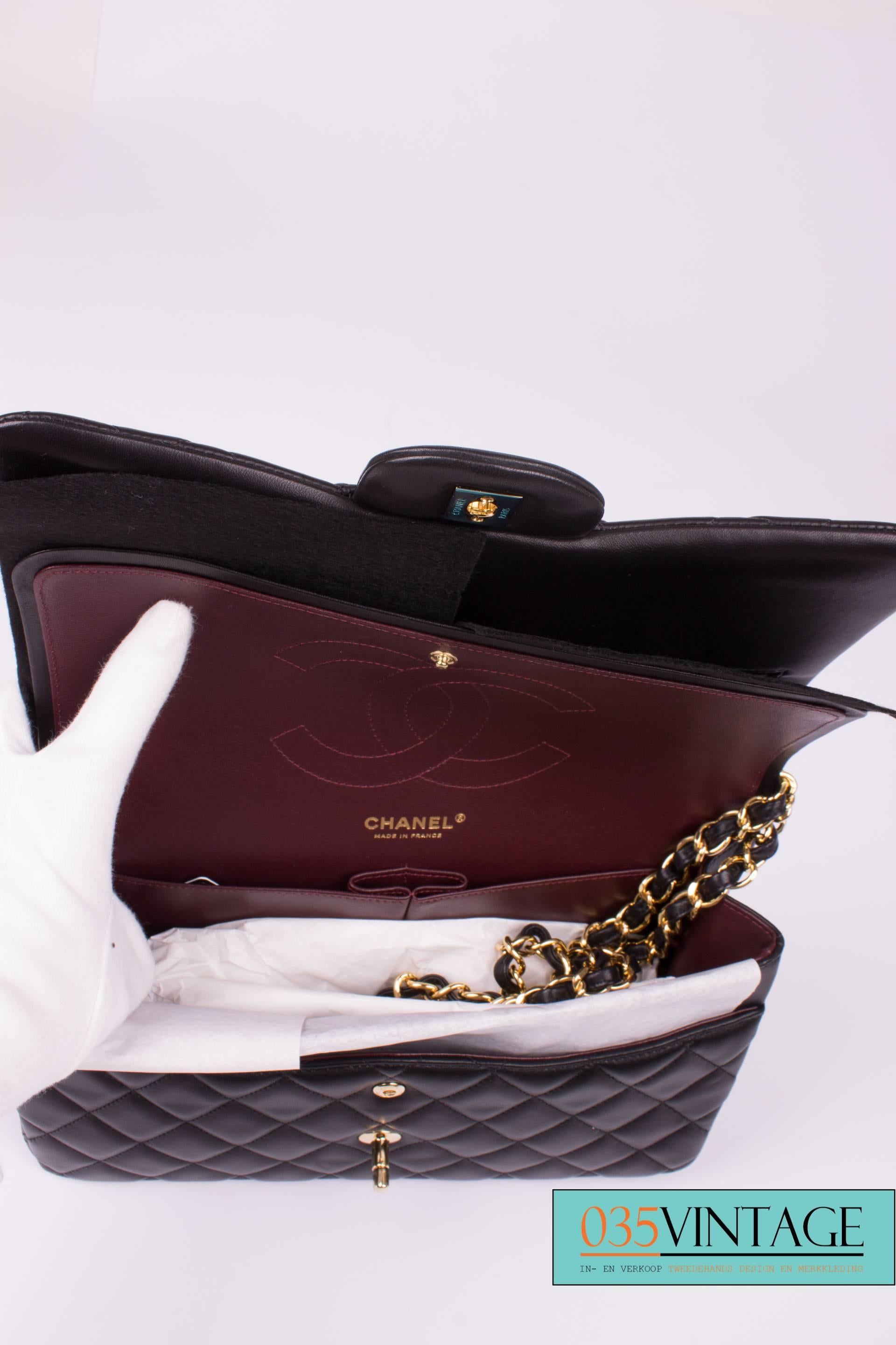Black Chanel Timeless Classic Double Flap Bag Jumbo - black leather - new! 