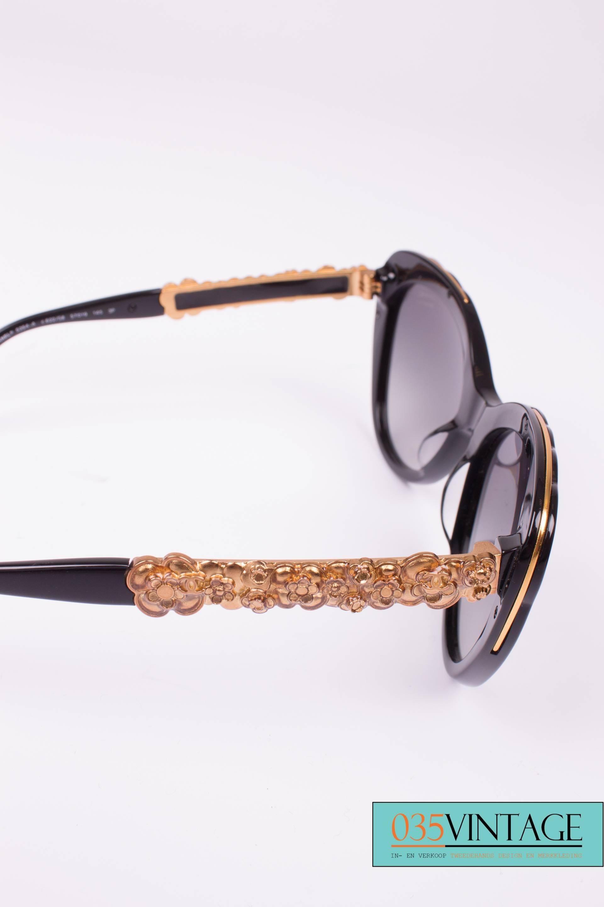 chanel gold cat eye sunglasses