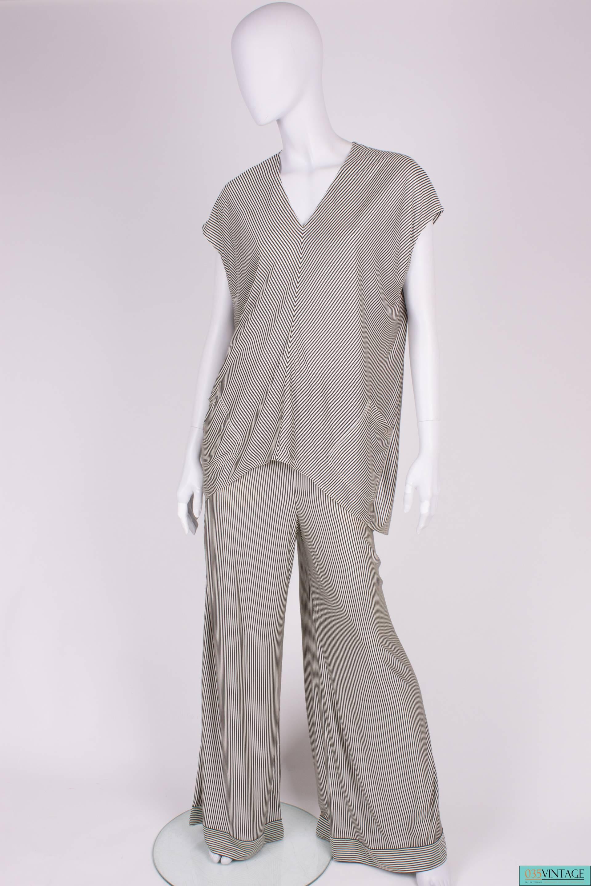 Hermes 2-pcs Suit Top & Pants - black/white  In Excellent Condition In Baarn, NL