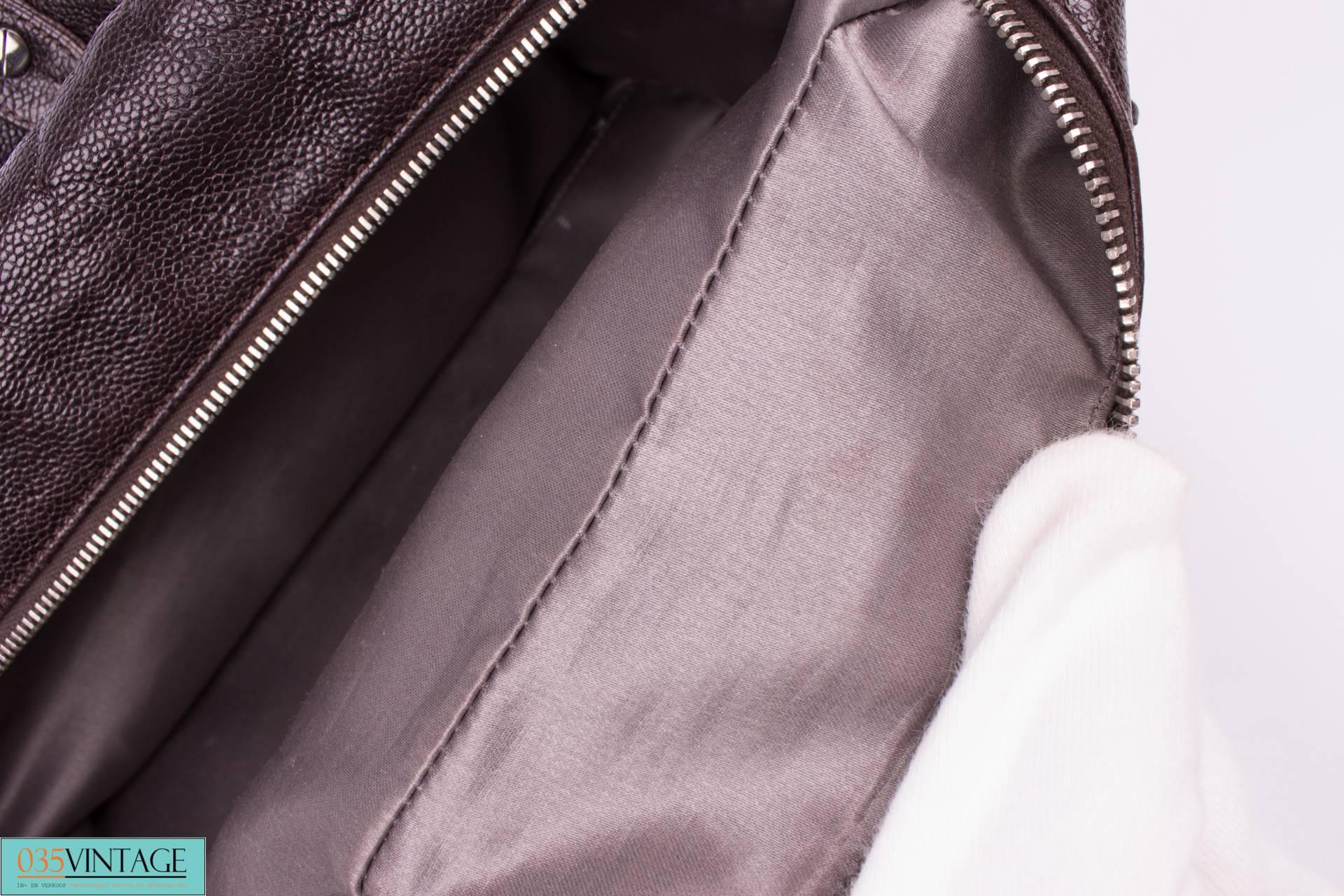 Chanel Top Zip Bag Caviar Leather - dark brown  1
