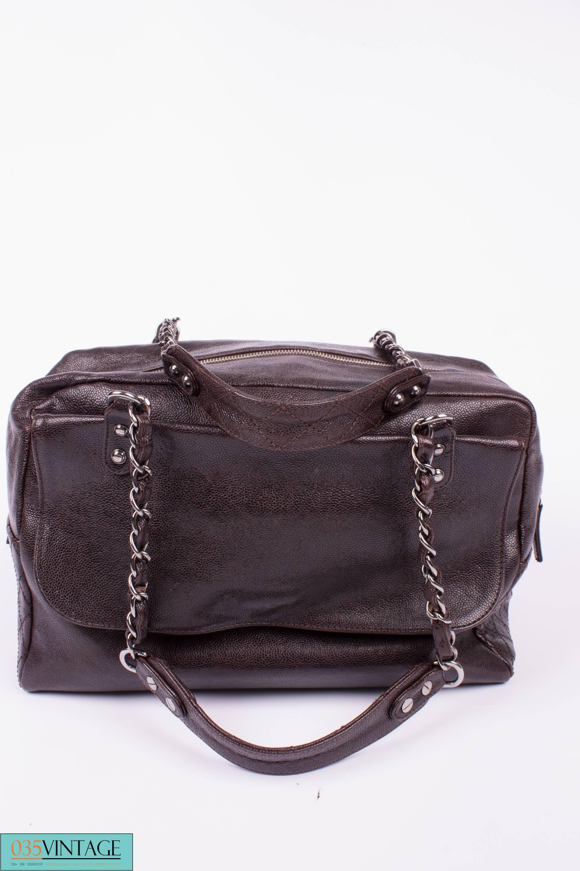 Chanel Top Zip Bag Caviar Leather - dark brown  3