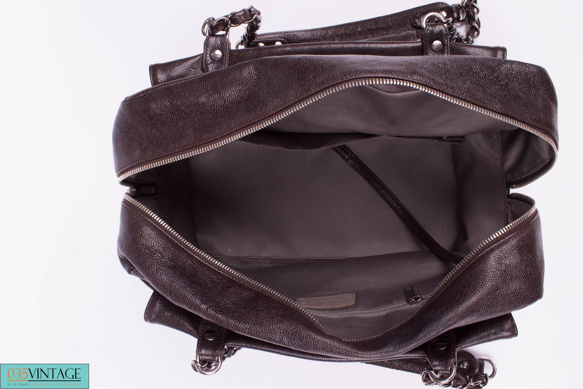Chanel Top Zip Bag Caviar Leather - dark brown  4